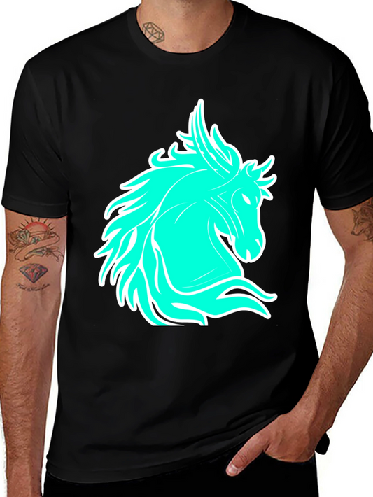 Cool Horse Graphic Tee - Black Casual T-Shirt