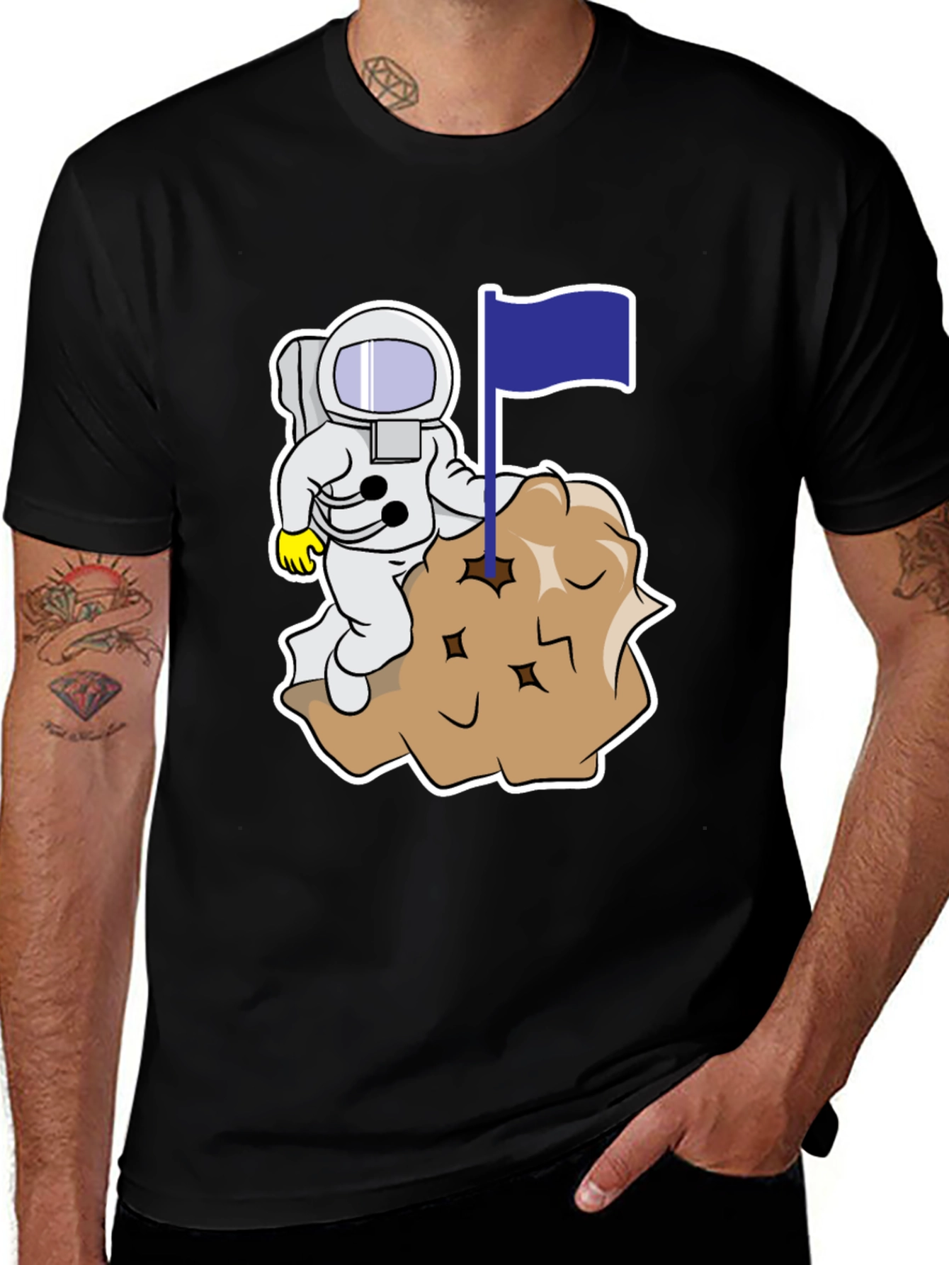 Astronaut Flag Graphic T-Shirt - Space Explorer Tee