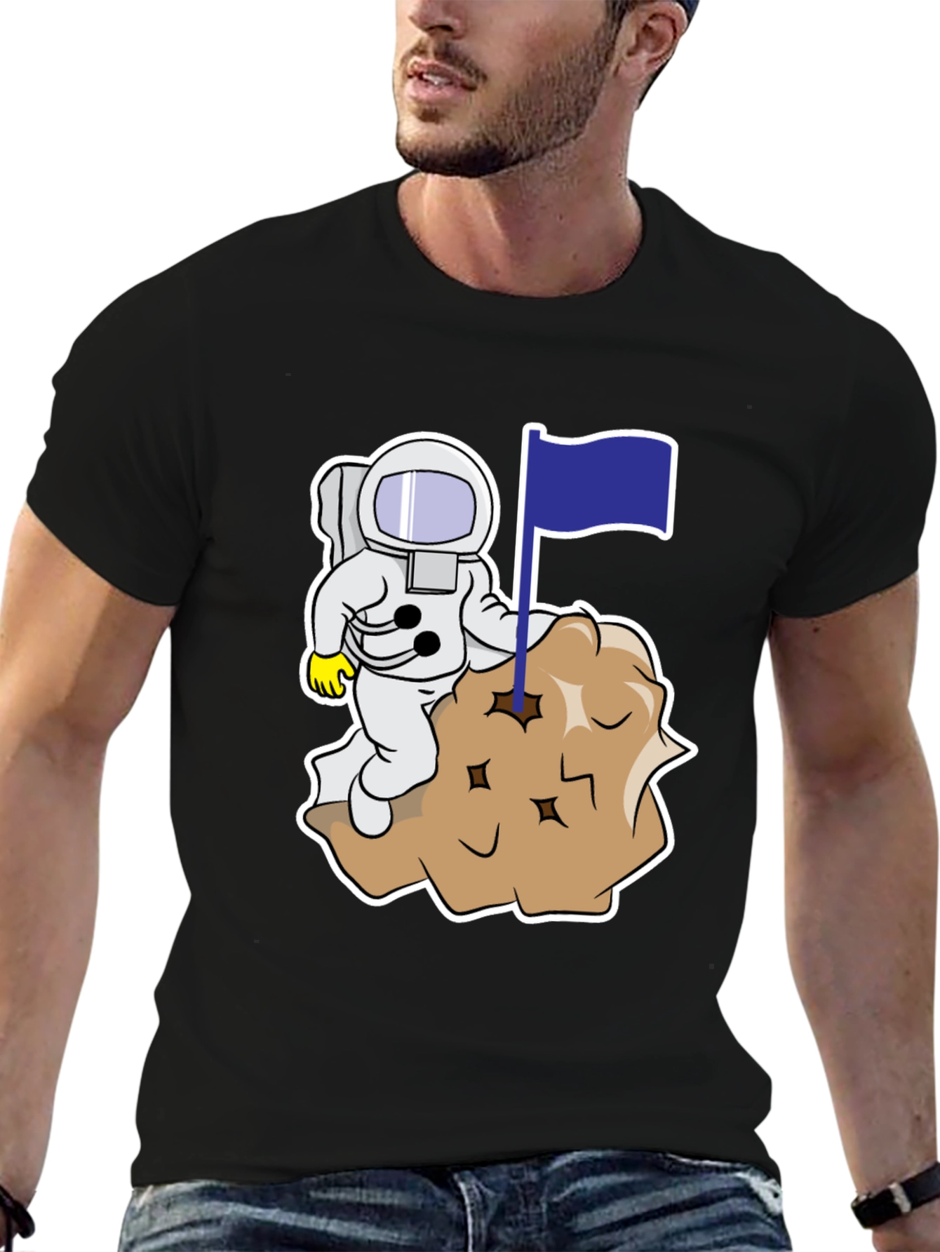 Astronaut Flag Graphic T-Shirt - Space Explorer Tee