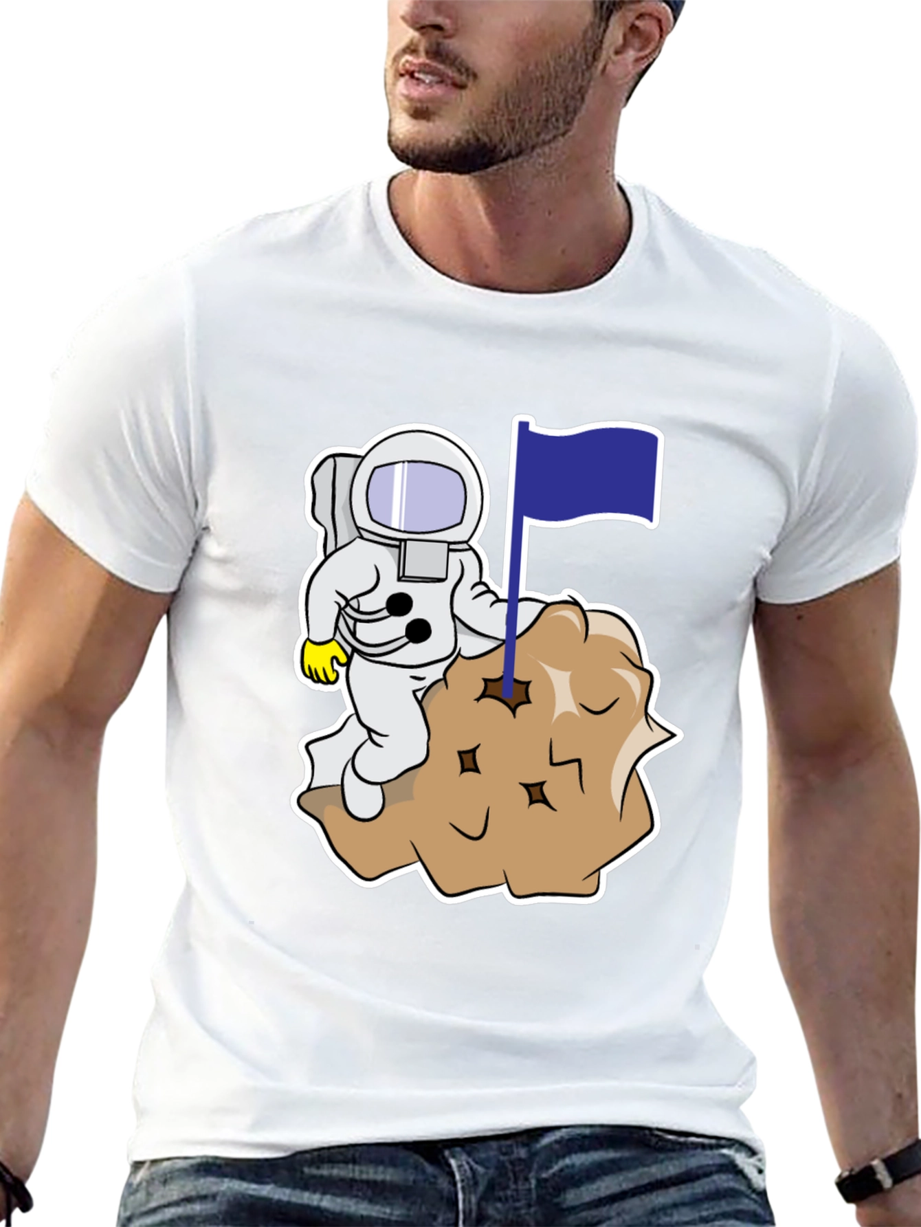 Astronaut Flag Graphic T-Shirt - Space Explorer Tee