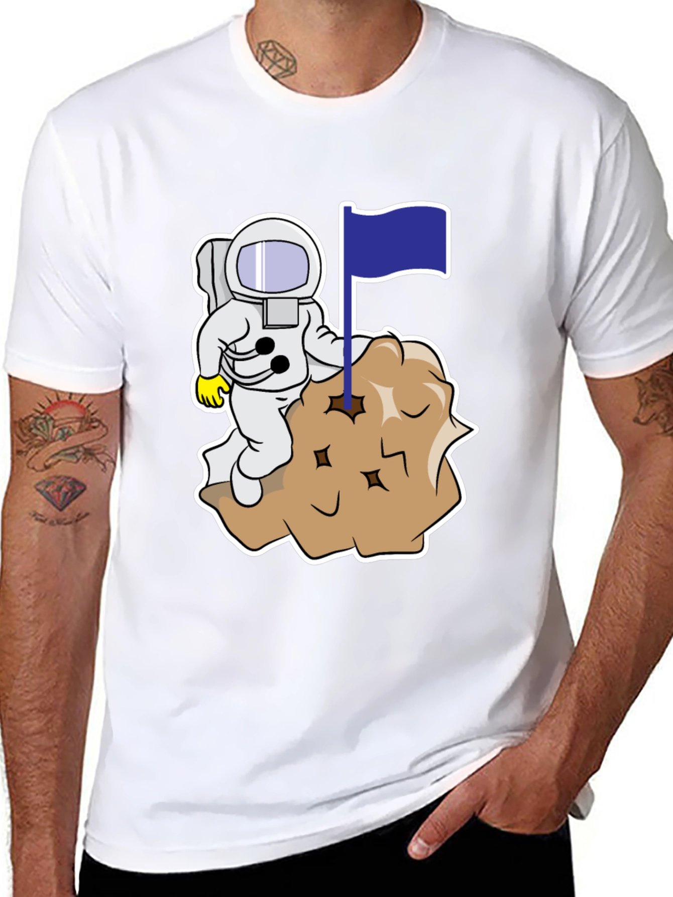 Astronaut Flag Graphic T-Shirt - Space Explorer Tee