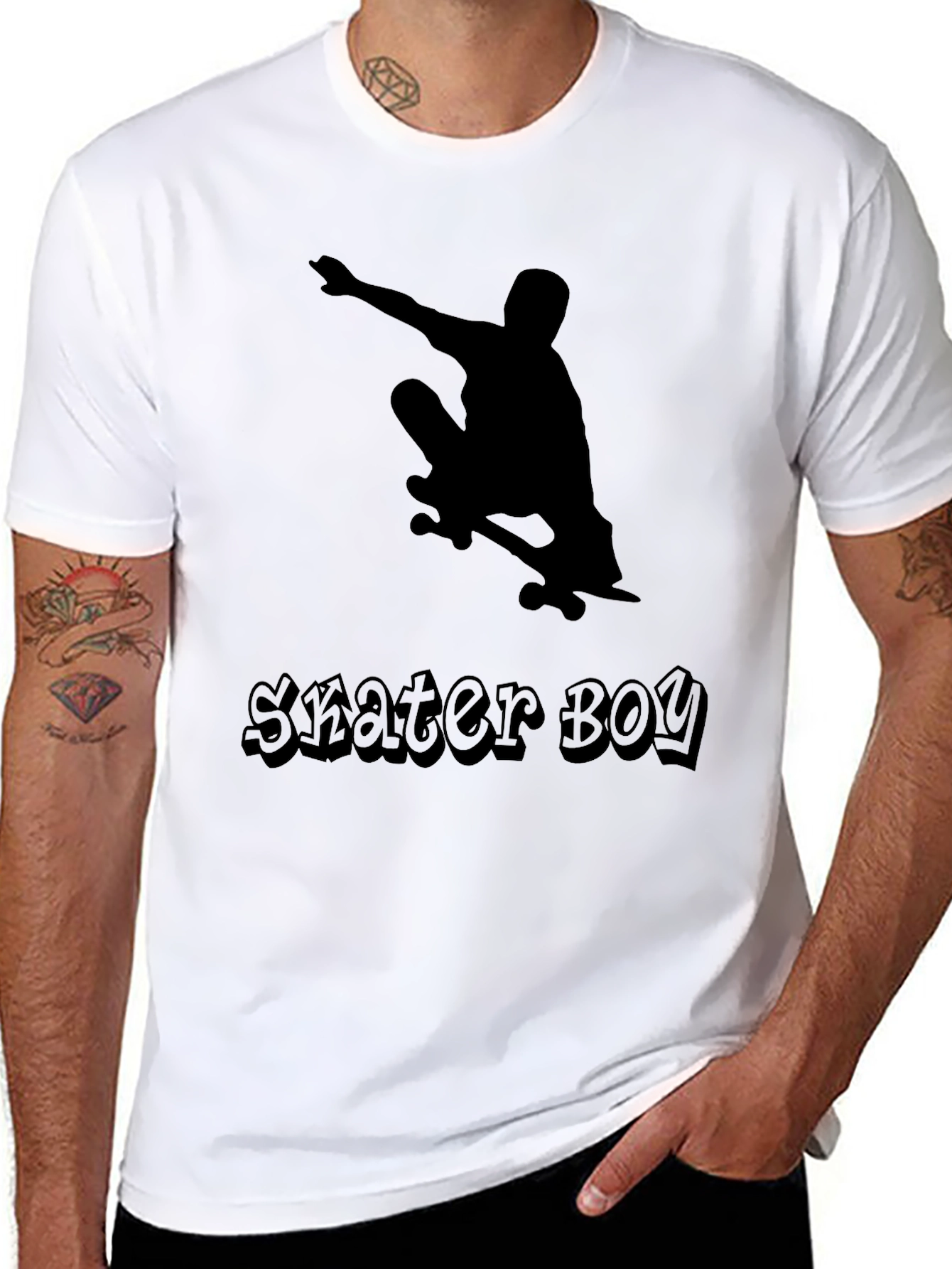 Skater Boy Graphic Tee - Cool Black T-Shirt