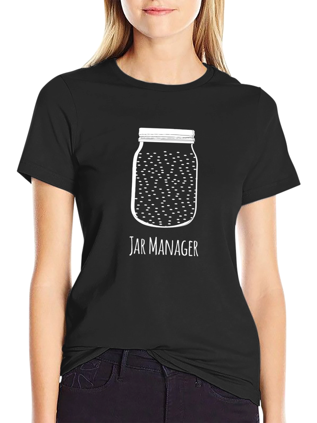 Jar Manager Graphic Tee - Black Crew Neck T-Shirt