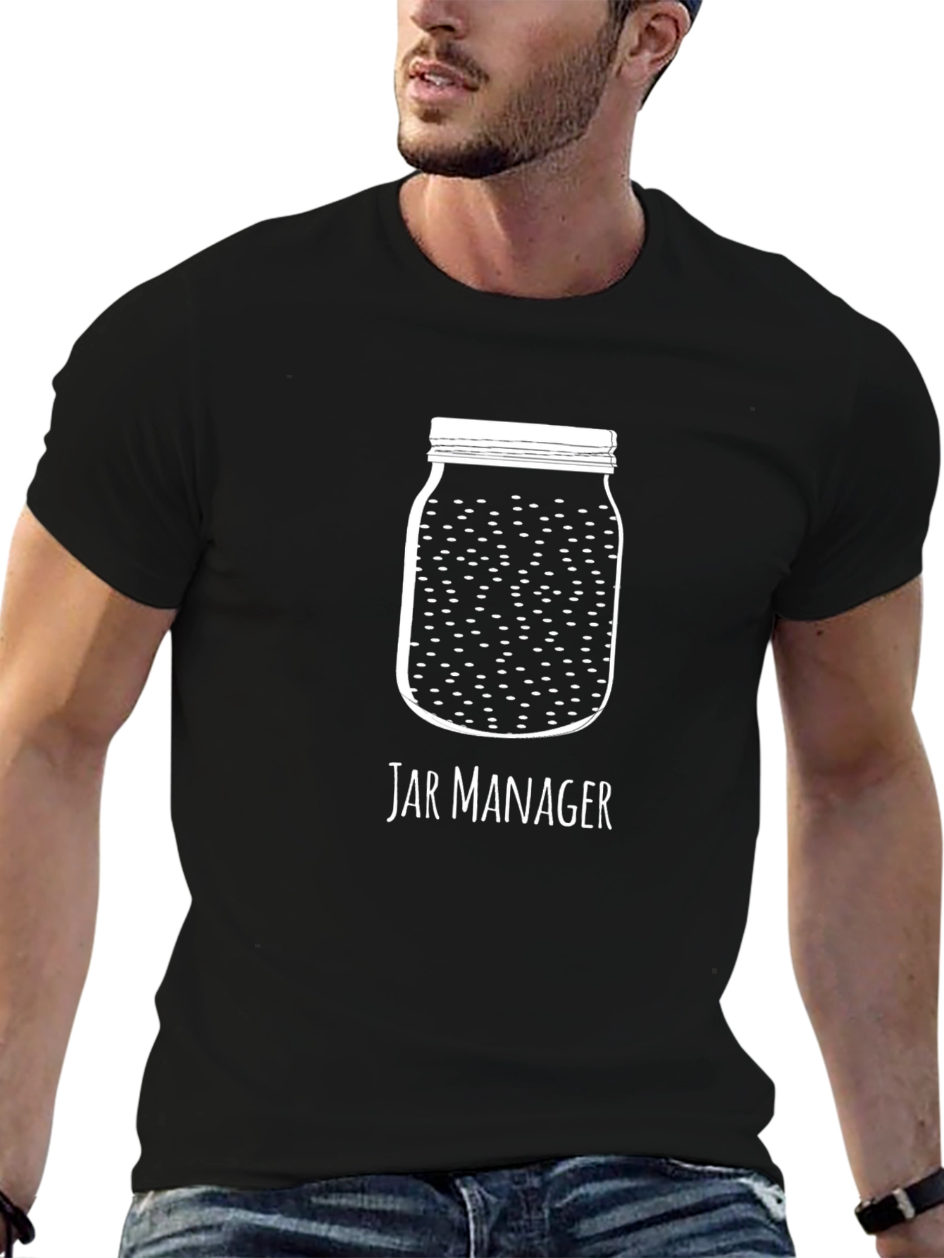 Jar Manager Graphic Tee - Black Crew Neck T-Shirt