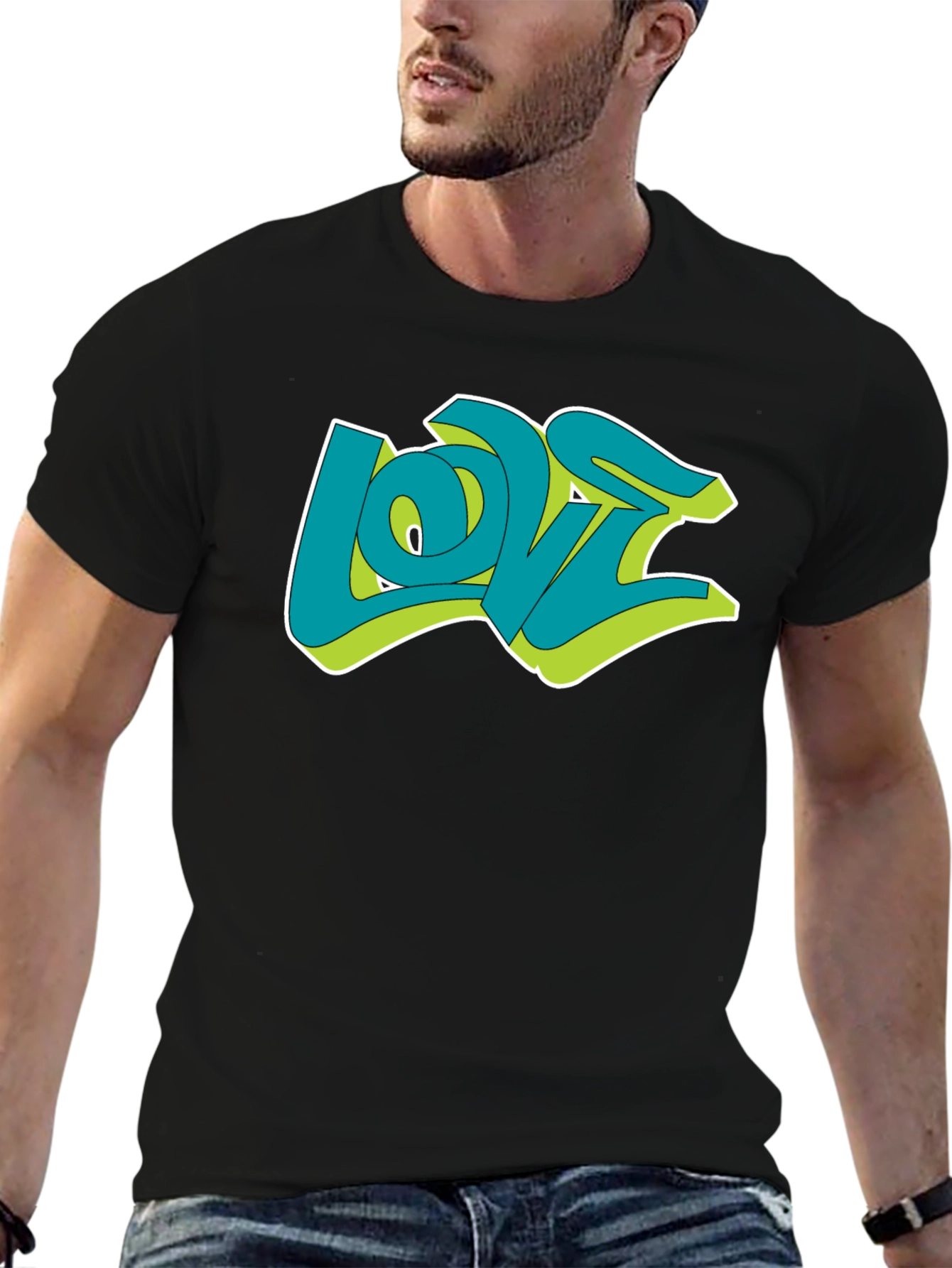 Love Graffiti Graphic Black T-Shirt