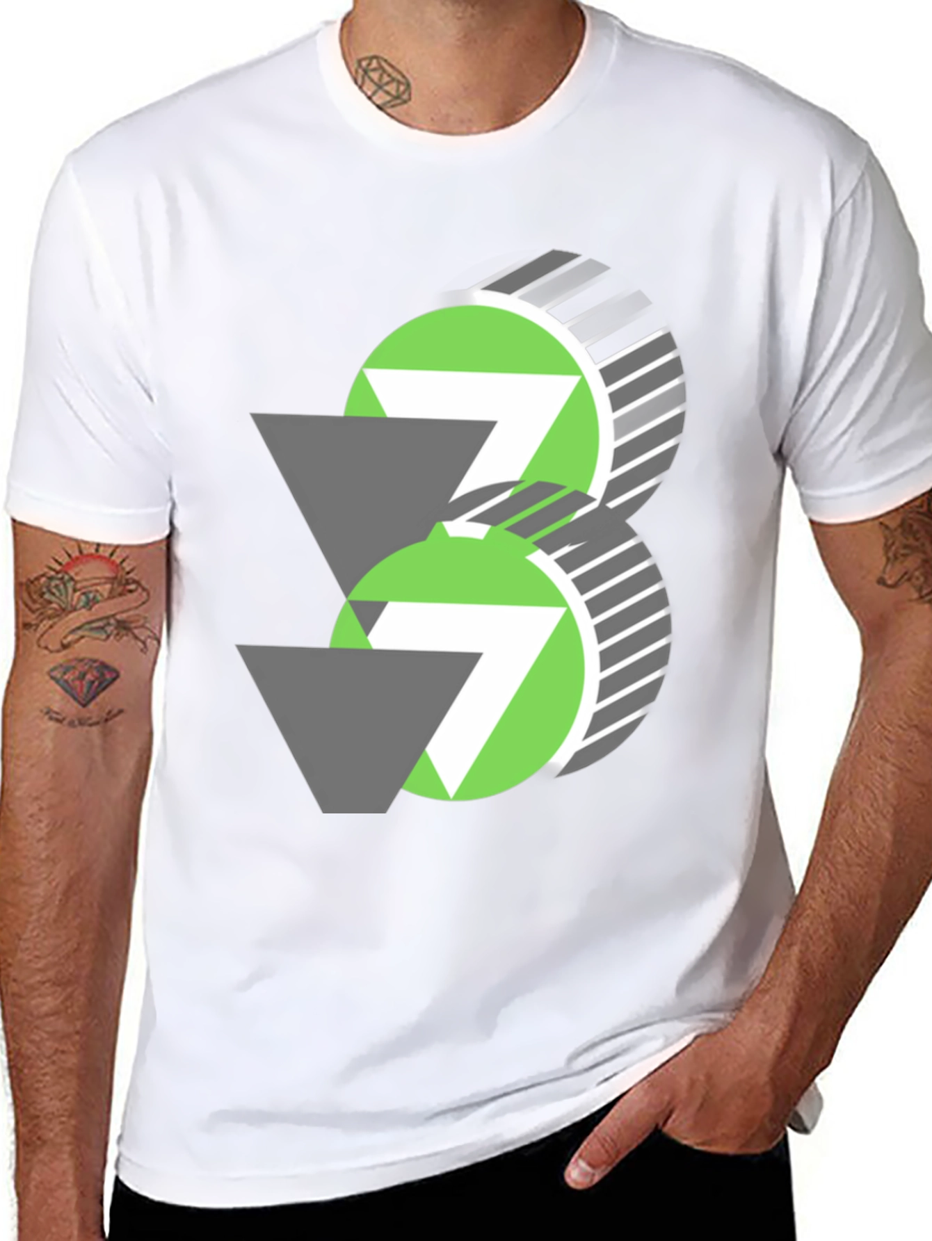 Abstract Geometric Graphic Tee - Modern Casual Shirt