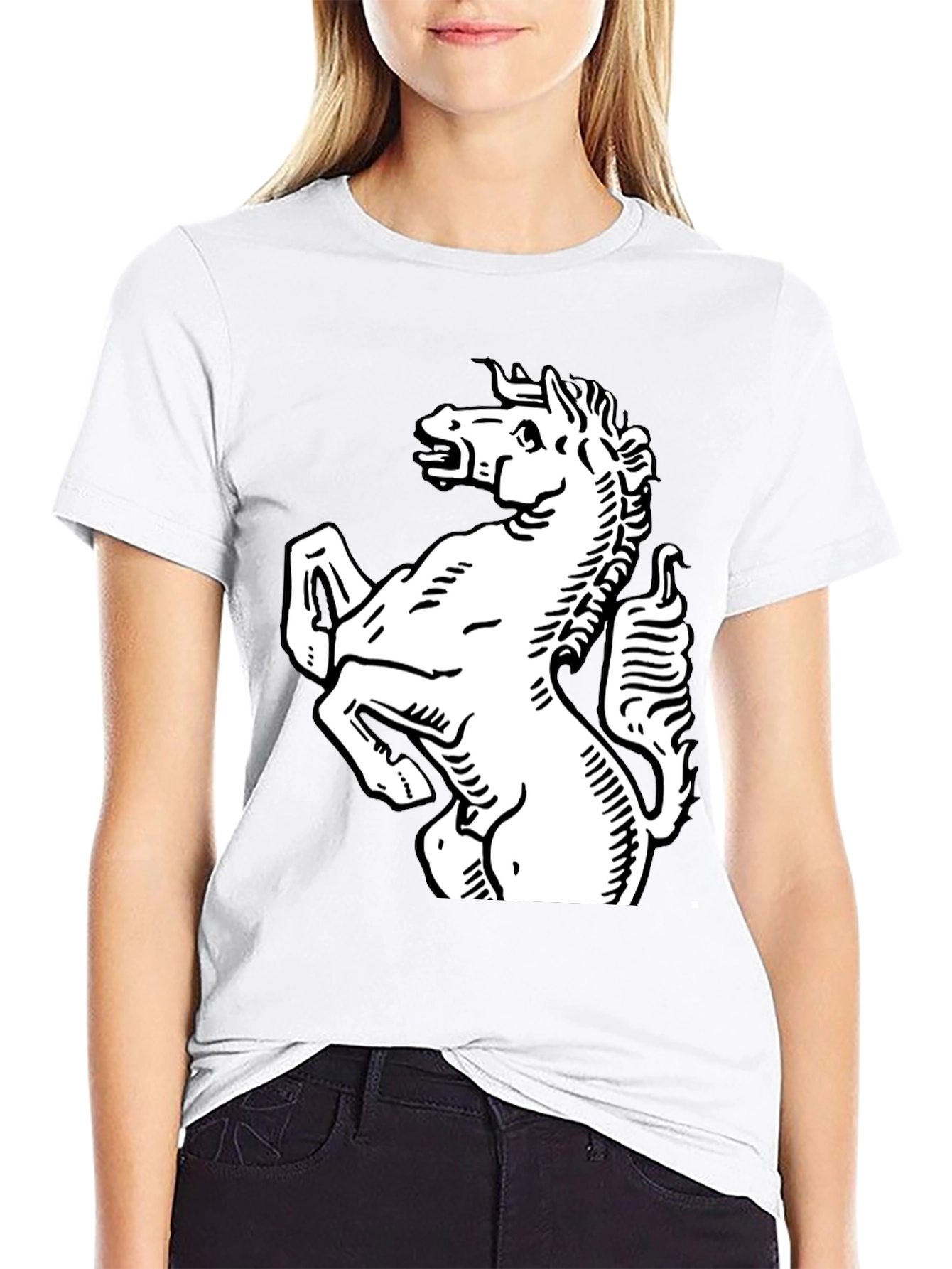 Rearing Horse Graphic Tee - Black Cotton T-Shirt
