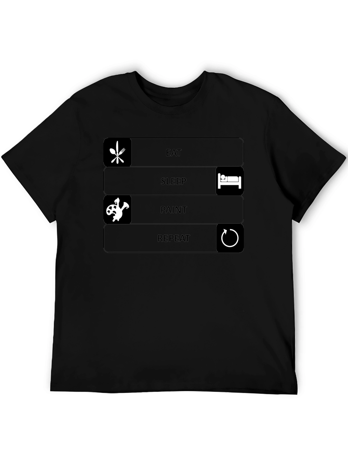 Eat Sleep Paint Repeat Black T-Shirt