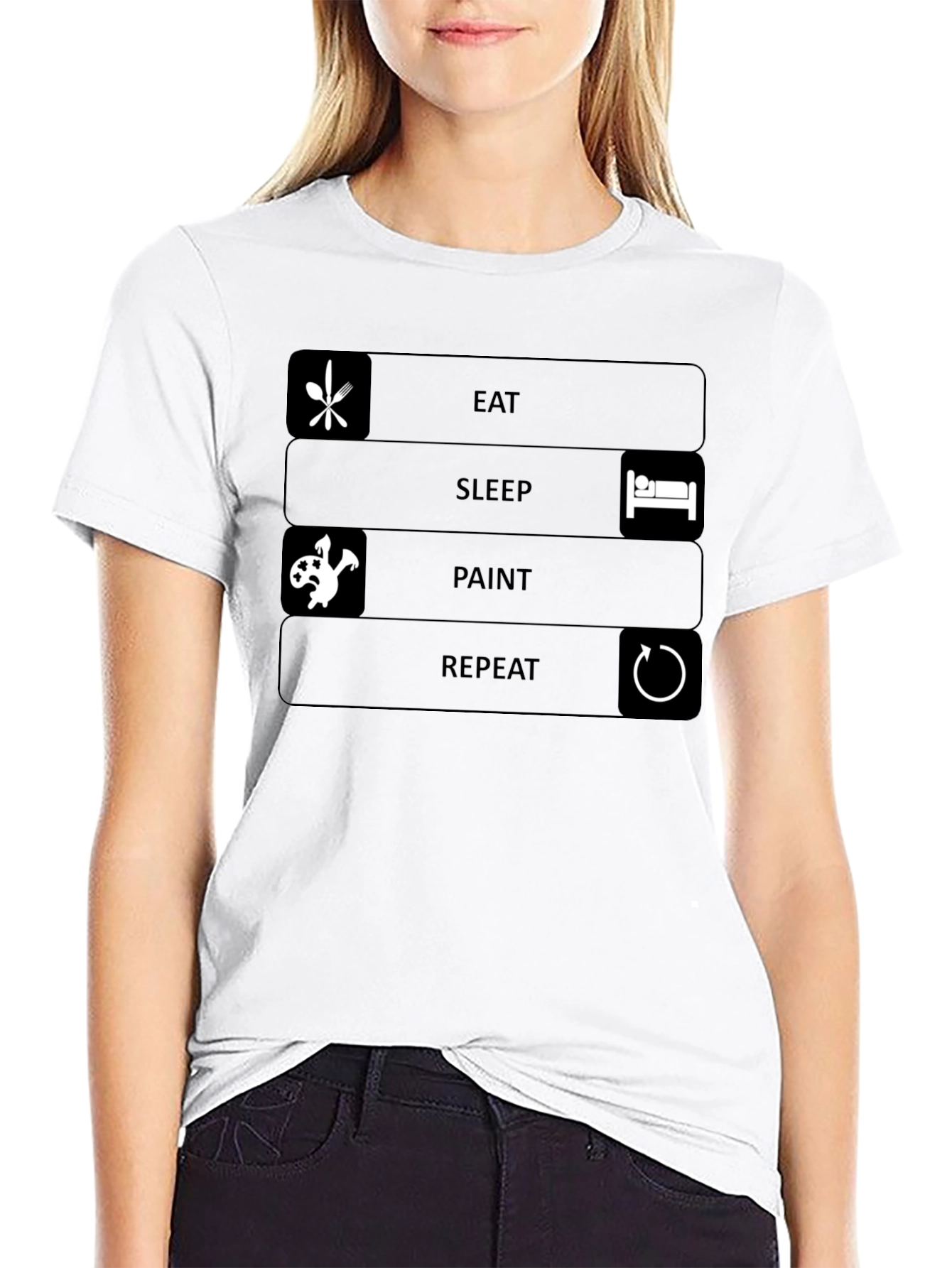 Eat Sleep Paint Repeat Black T-Shirt