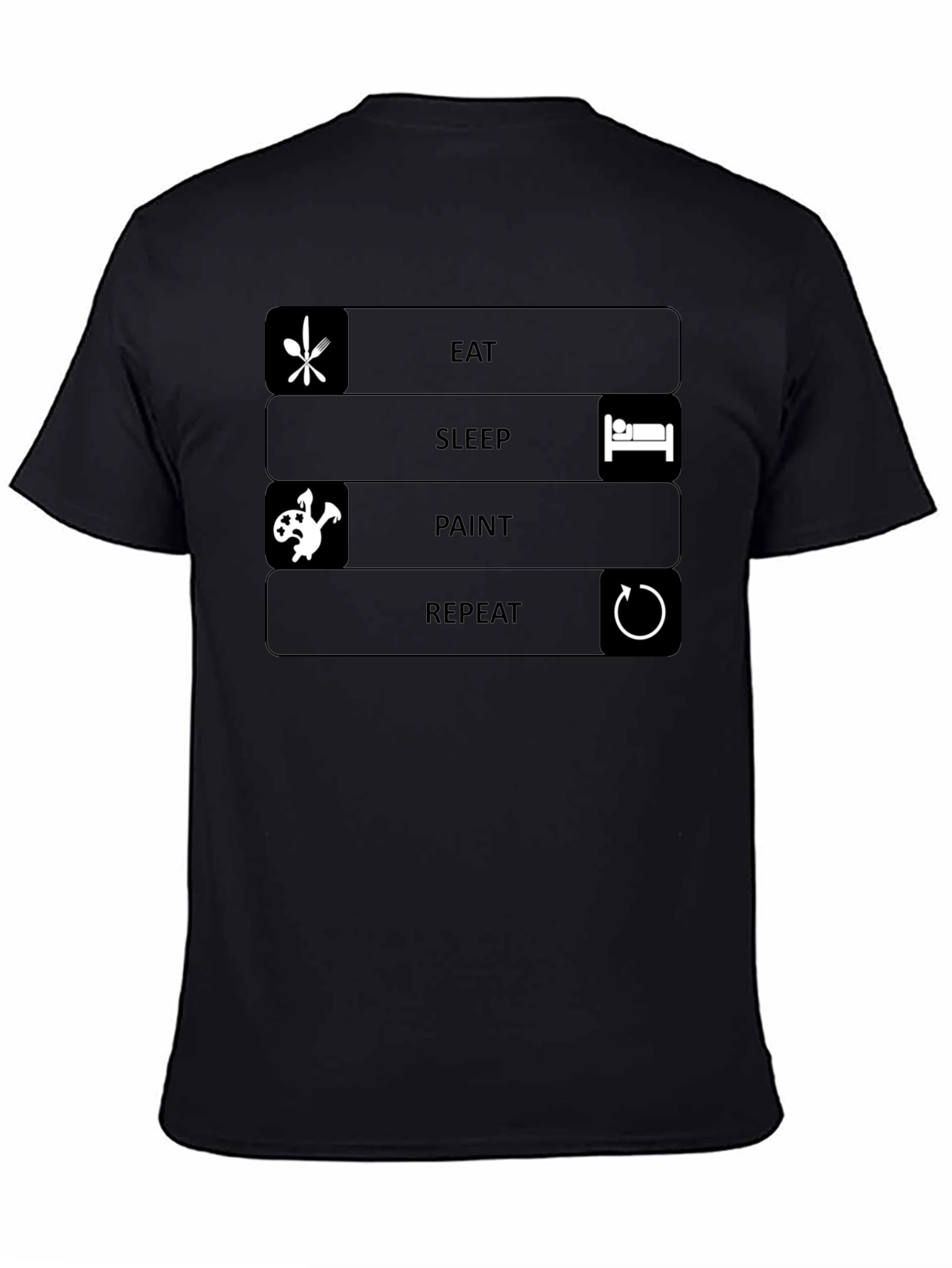 Eat Sleep Paint Repeat Black T-Shirt