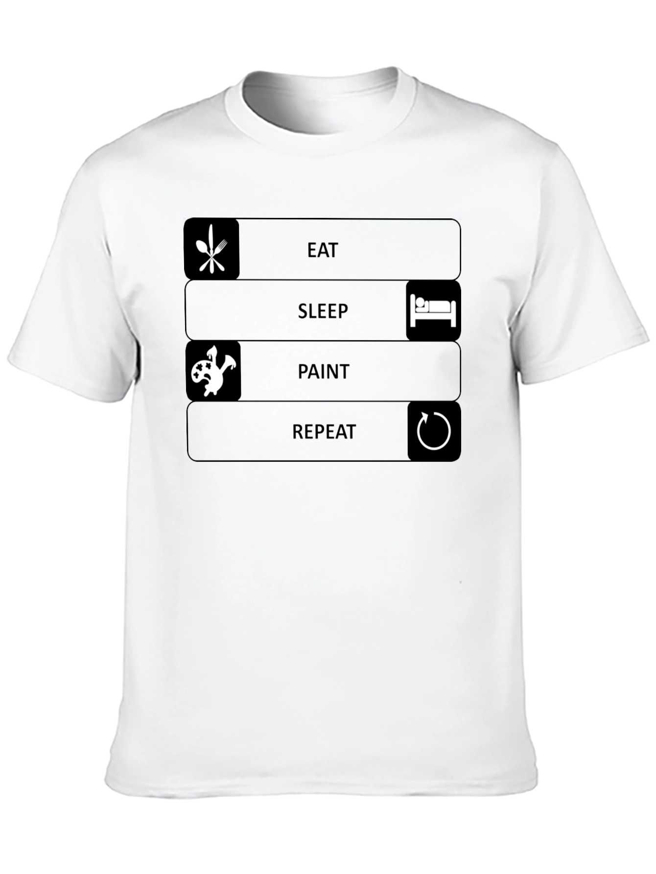 Eat Sleep Paint Repeat Black T-Shirt