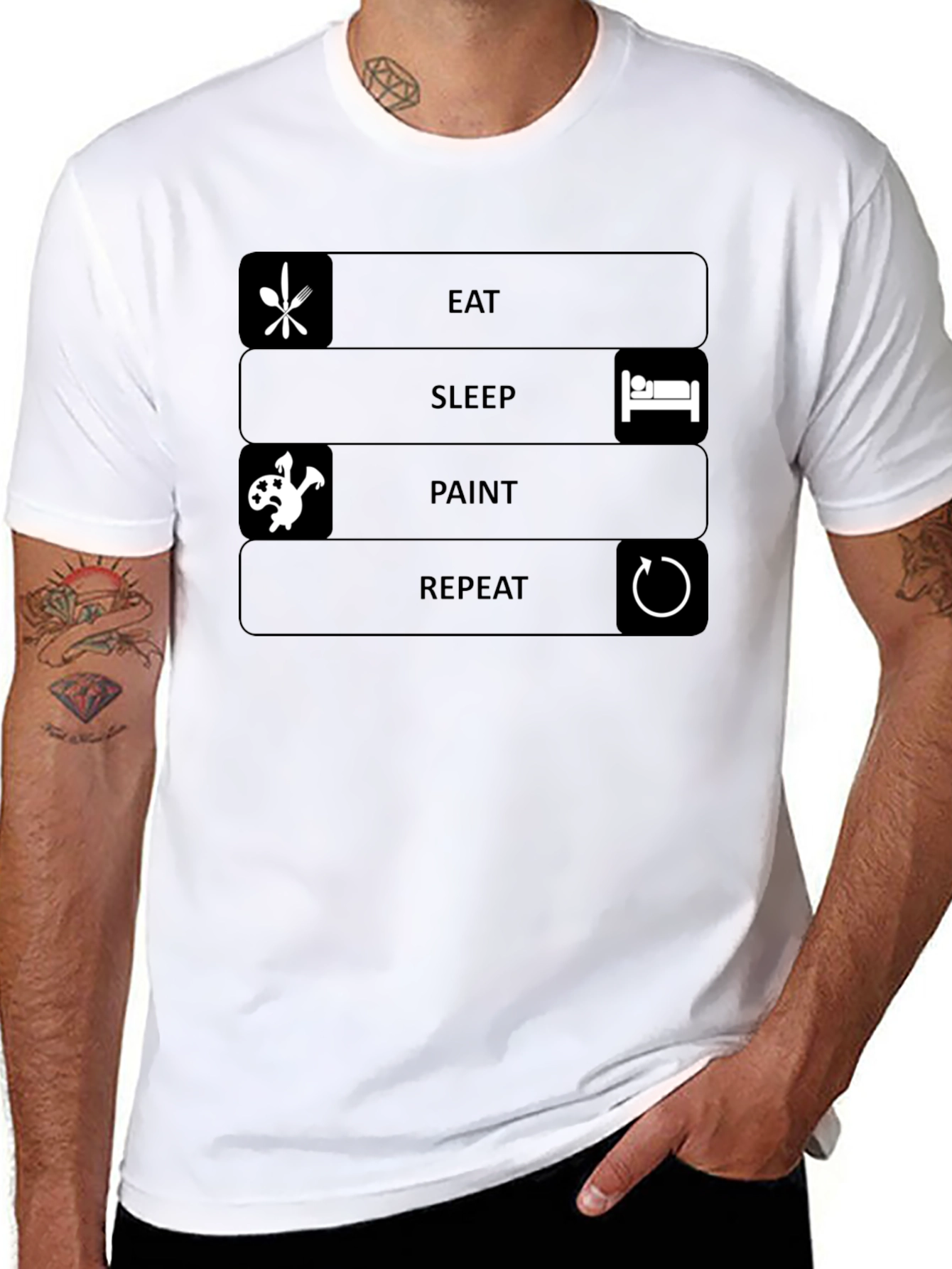 Eat Sleep Paint Repeat Black T-Shirt