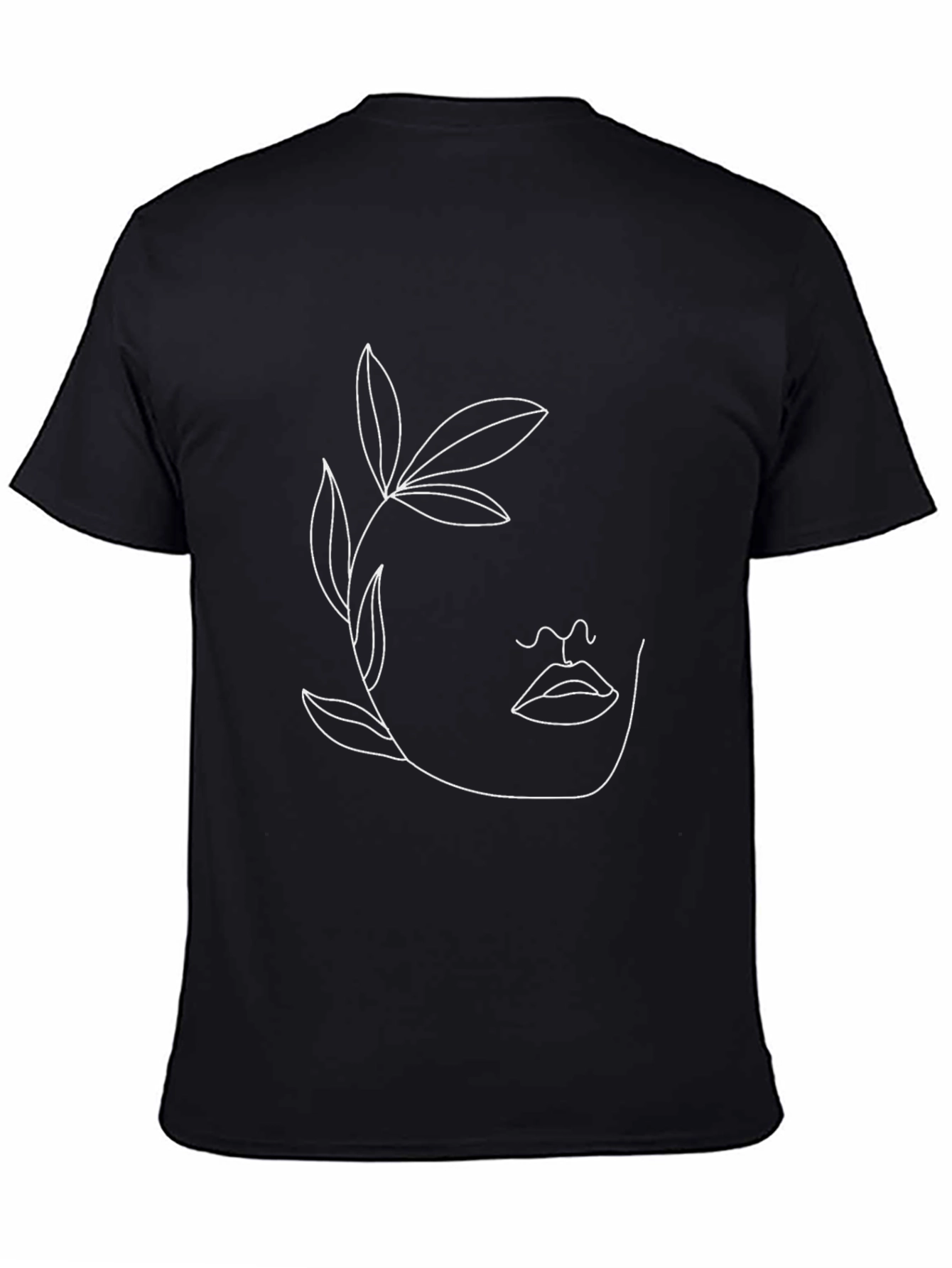 Abstract Face Line Art Black T-Shirt