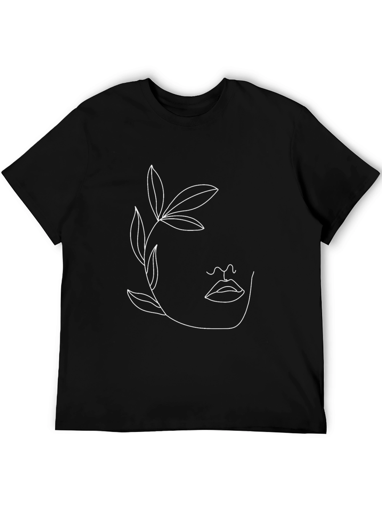 Abstract Face Line Art Black T-Shirt