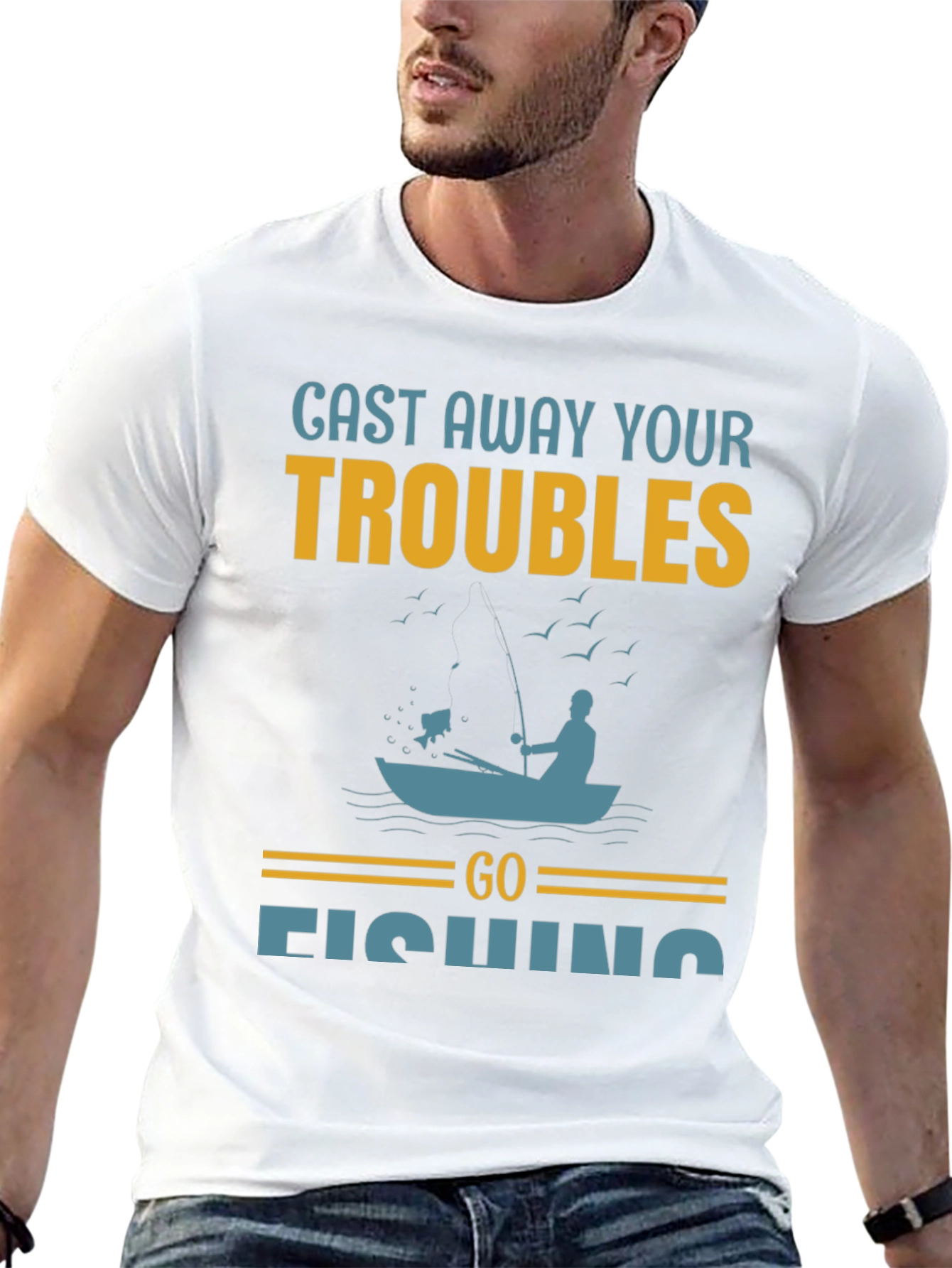 Cast Away Your Troubles Fishing Graphic T-Shirt