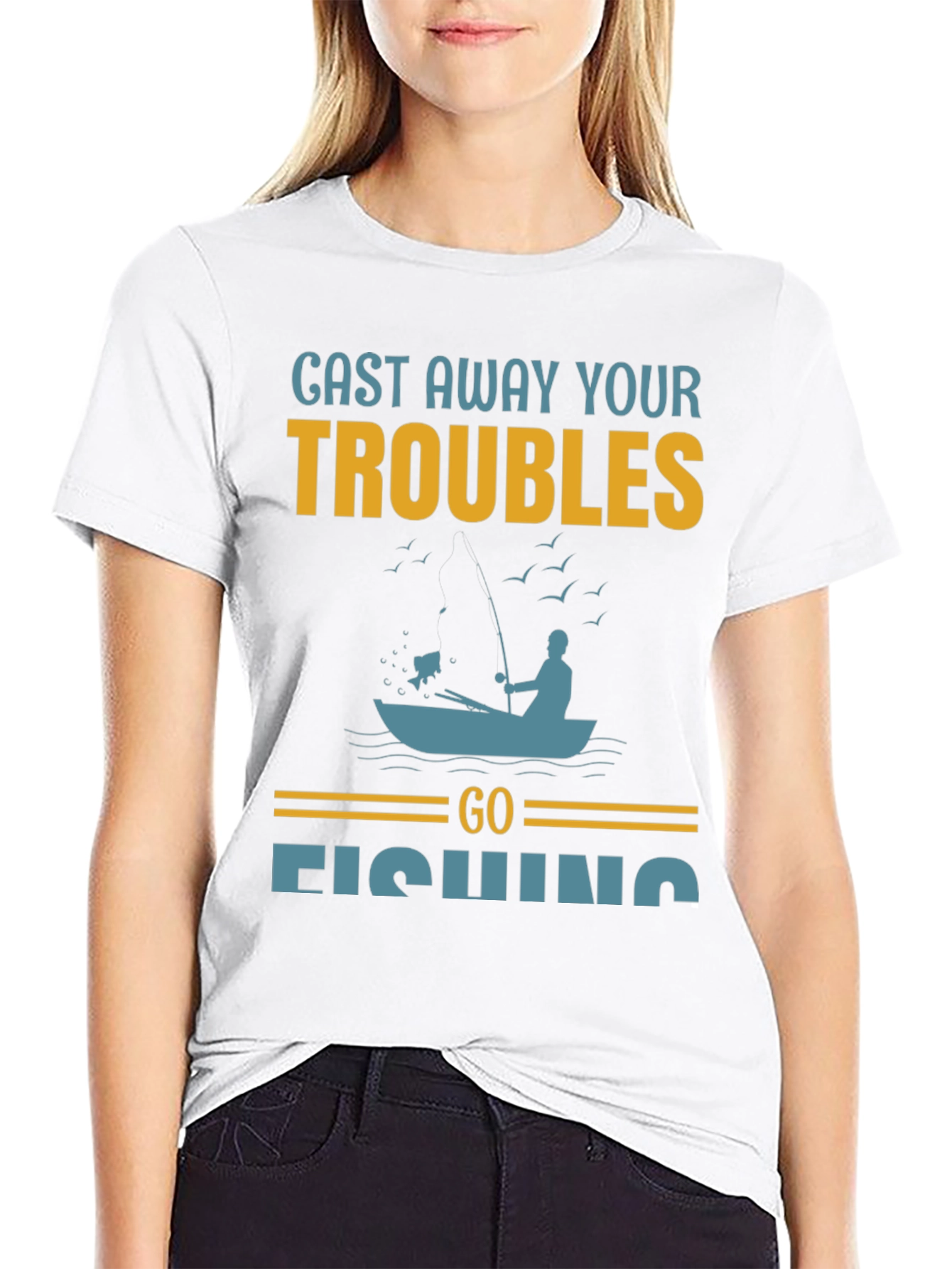 Cast Away Your Troubles Fishing Graphic T-Shirt