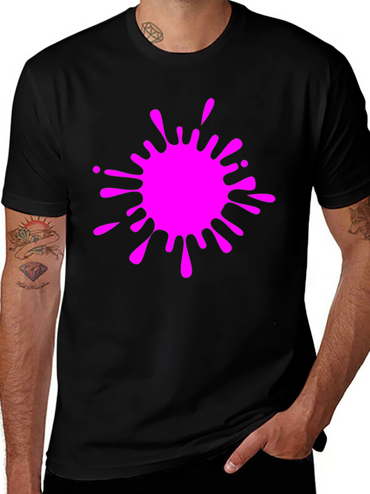 Black Tee with Vivid Pink Splatter Graphic