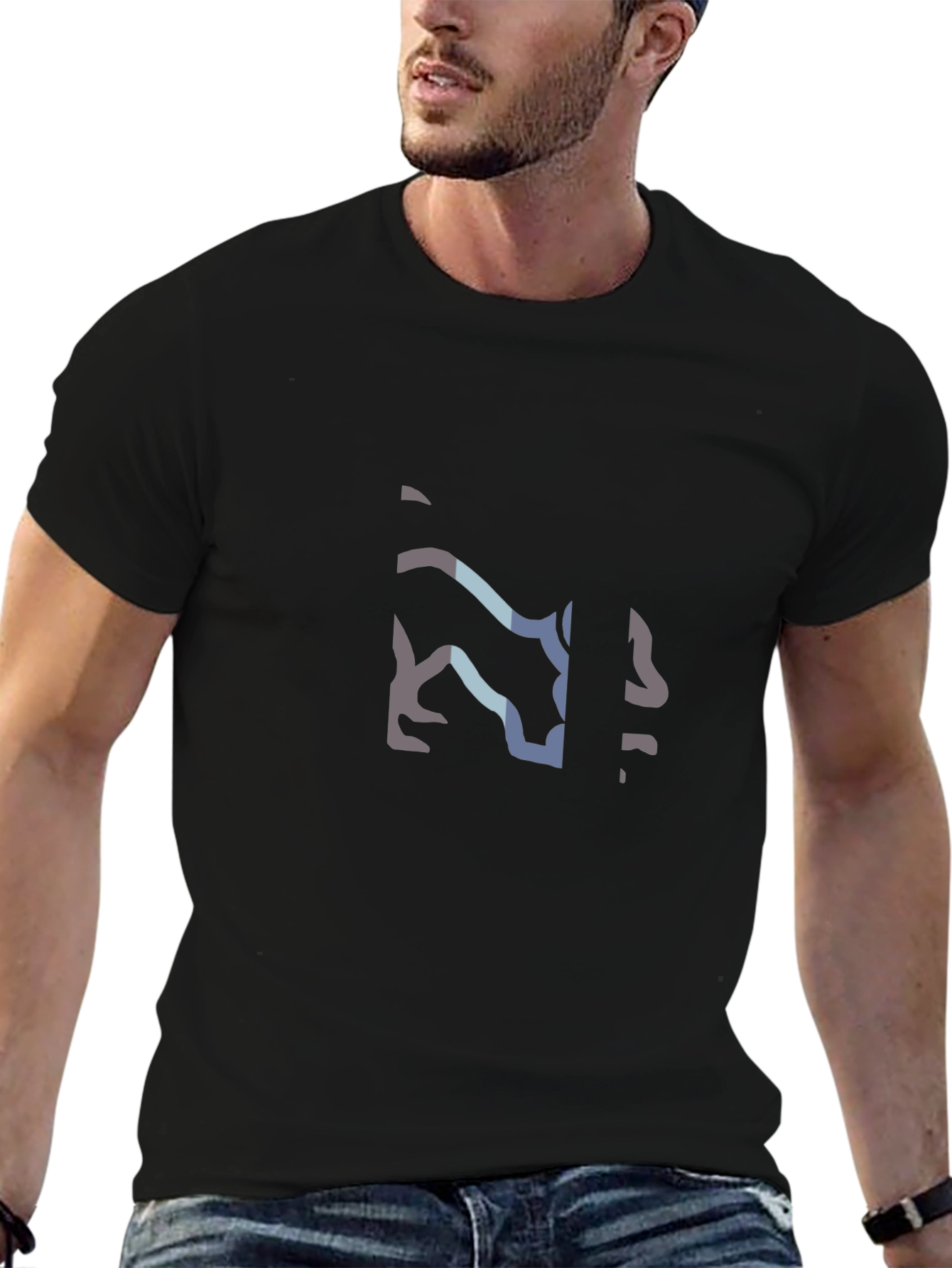 Modern Wolf Graphic Black T-Shirt