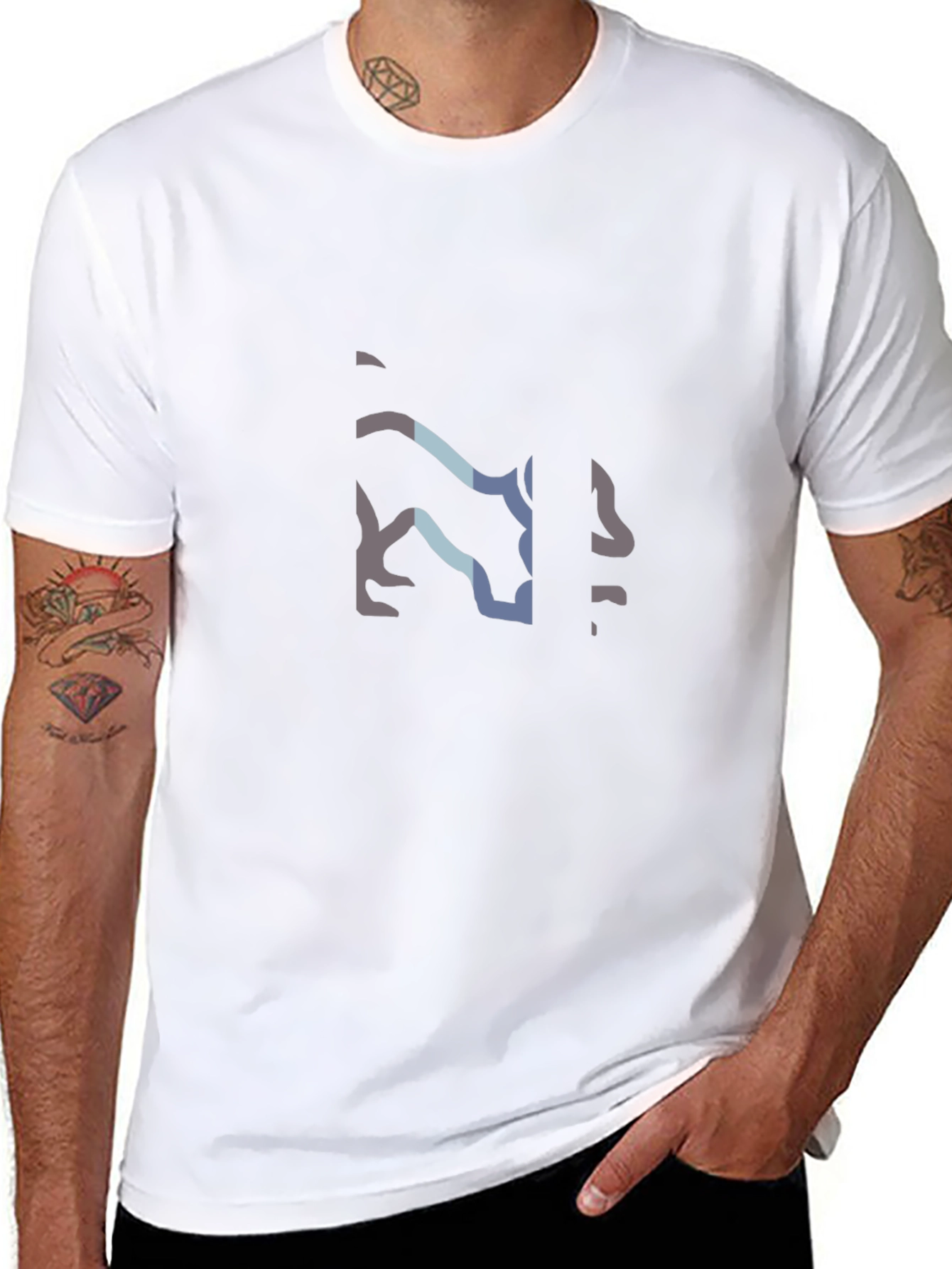 Modern Wolf Graphic Black T-Shirt