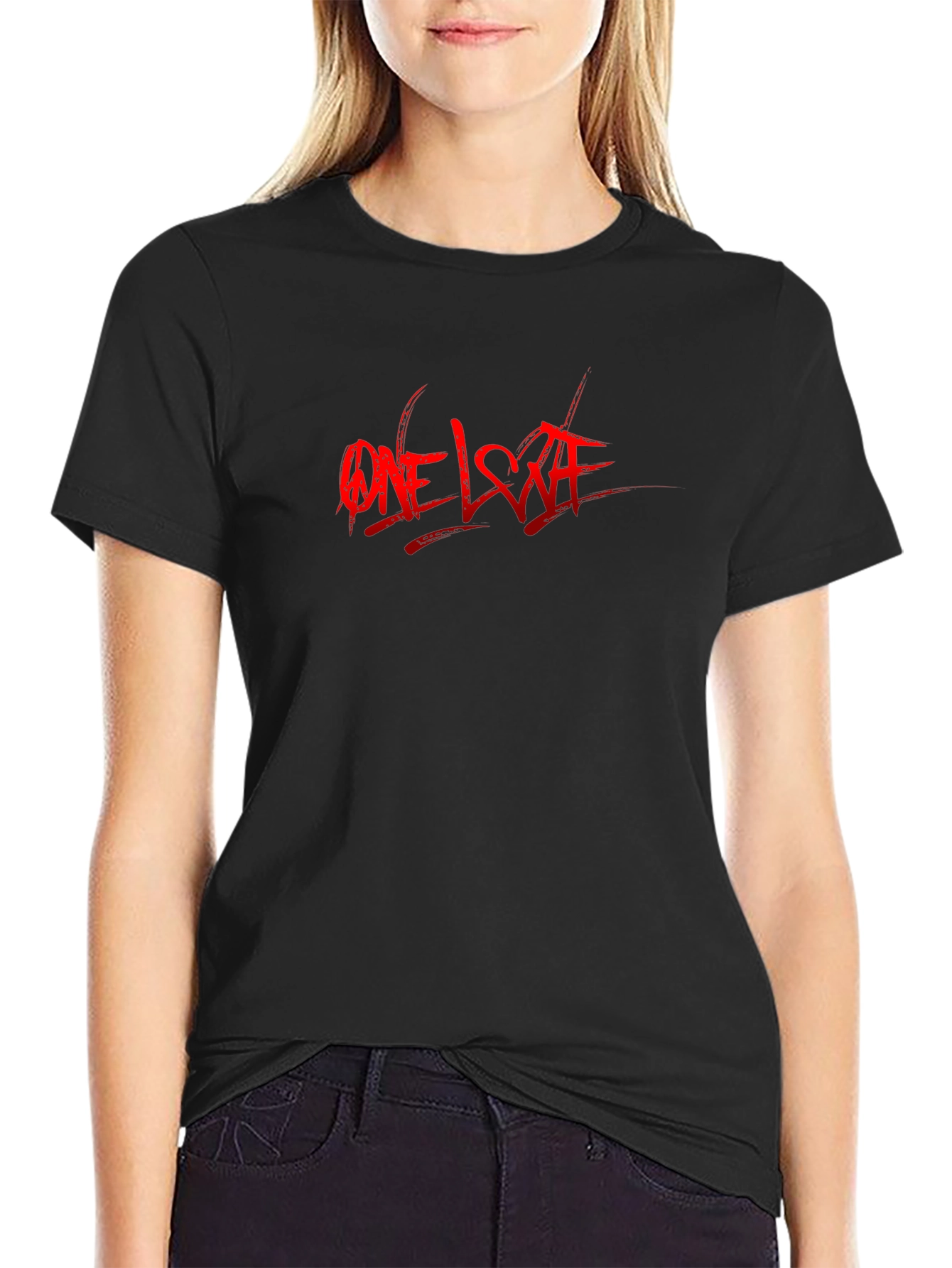 One Love Graphic Print Black T-Shirt