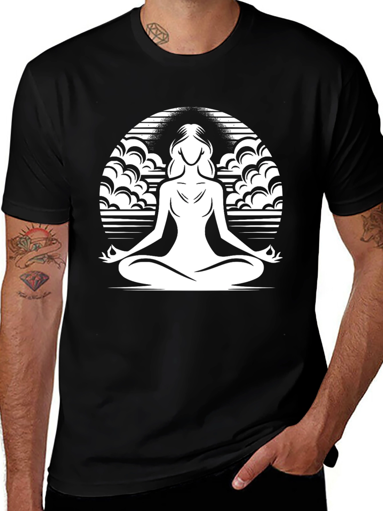 Zen Meditation Graphic T-Shirt - Relaxed Fit