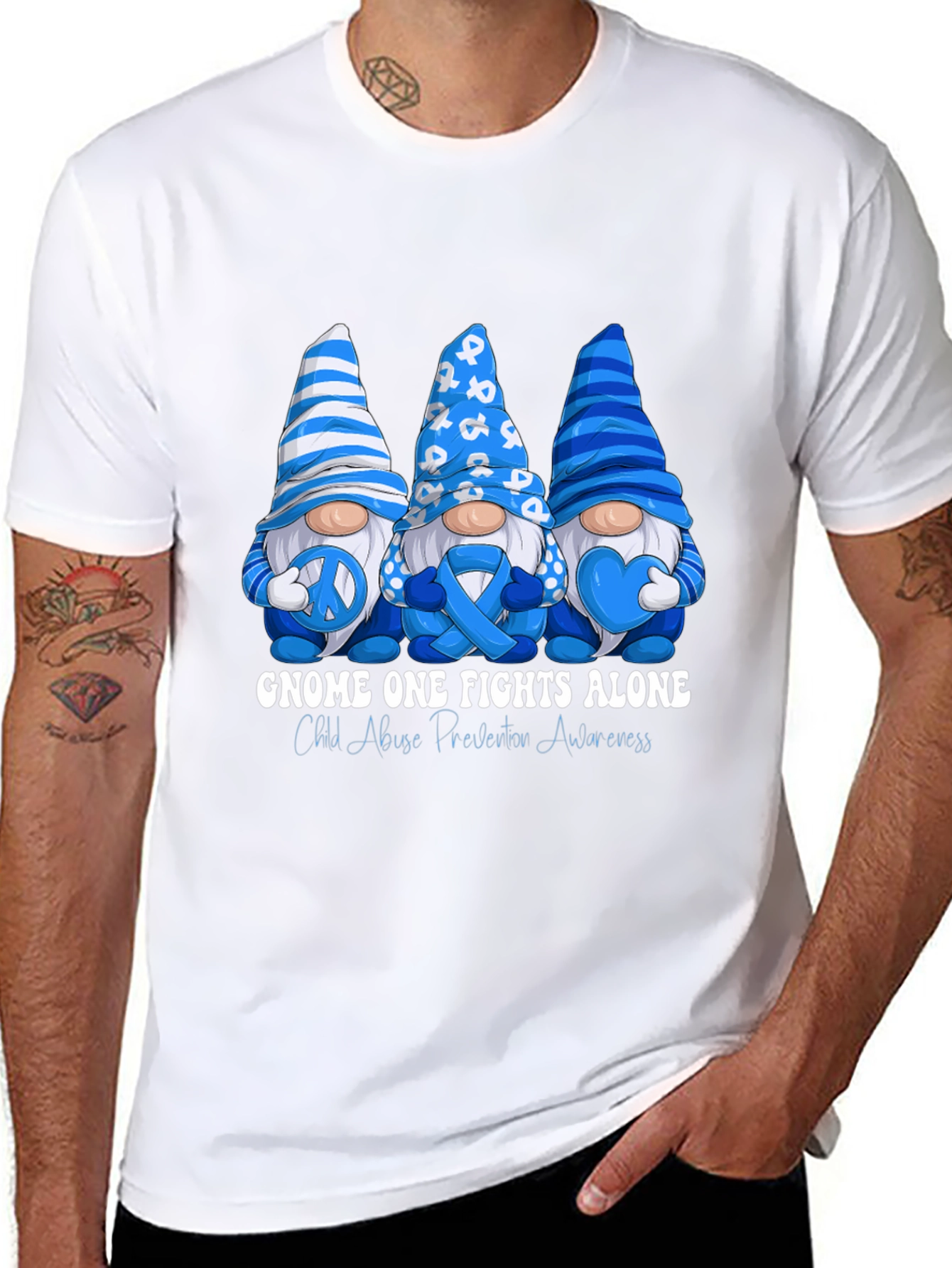 Gnome One Fights Alone Child Abuse Awareness T-Shirt