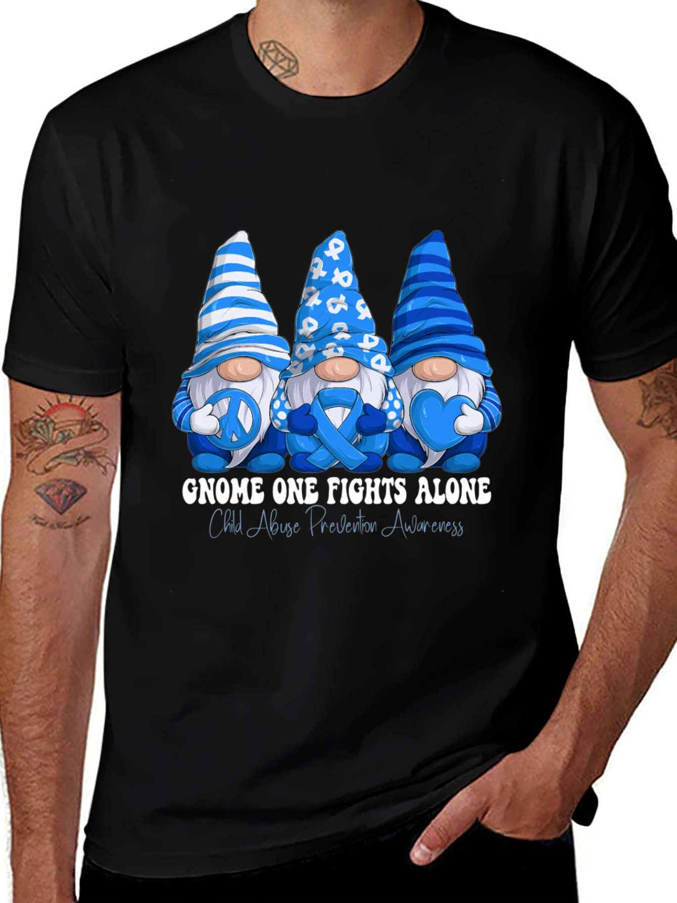 Gnome One Fights Alone Child Abuse Awareness T-Shirt