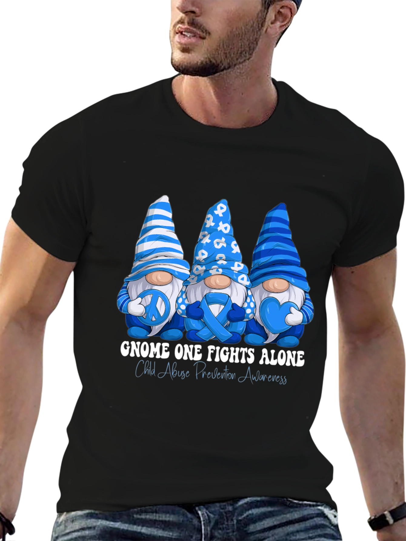 Gnome One Fights Alone Child Abuse Awareness T-Shirt