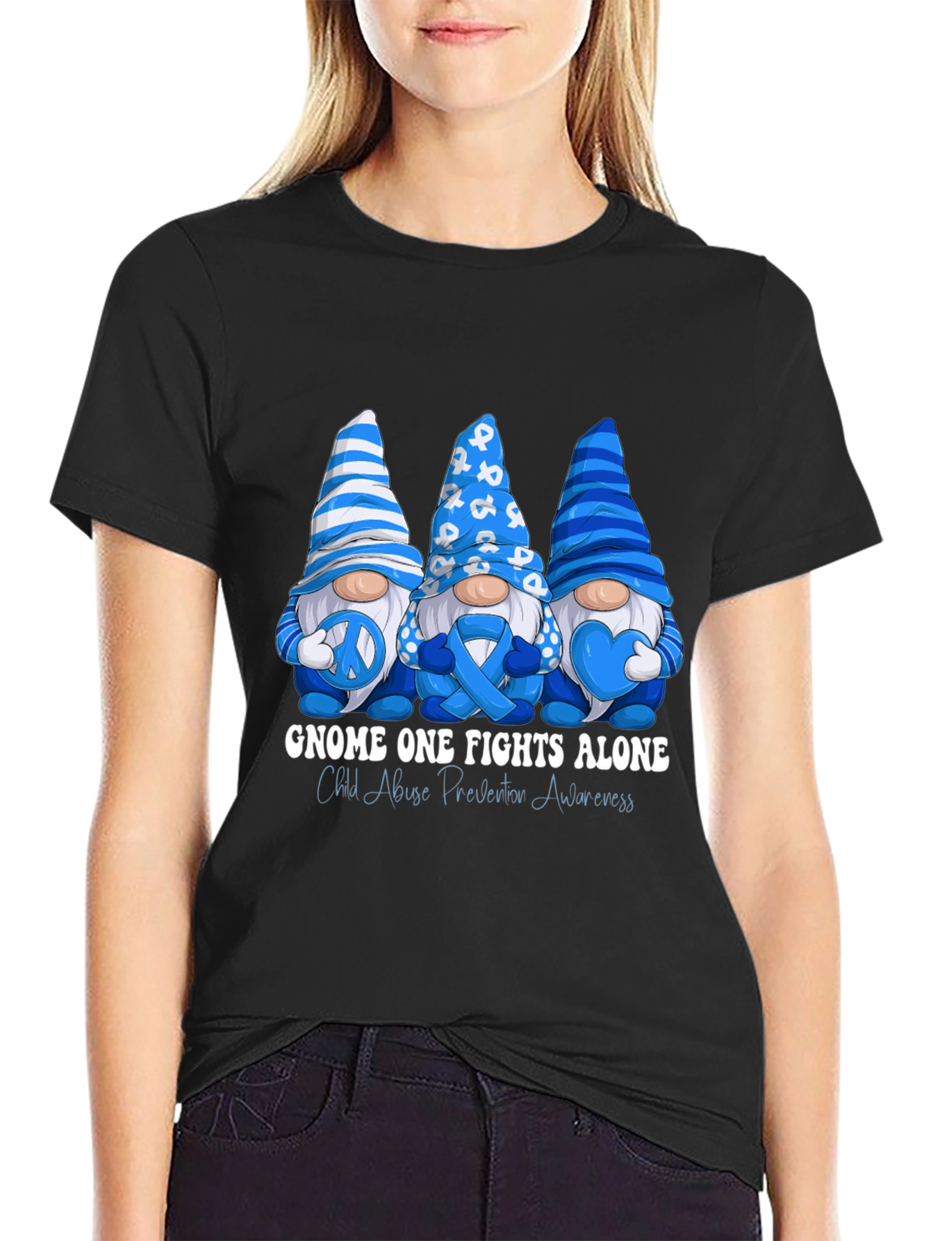 Gnome One Fights Alone Child Abuse Awareness T-Shirt
