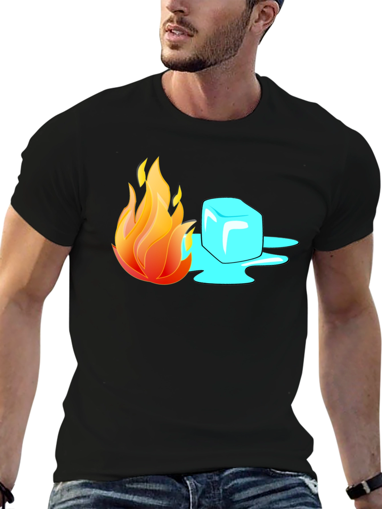 Fire and Ice Graphic T-Shirt - Cool Contrast Tee