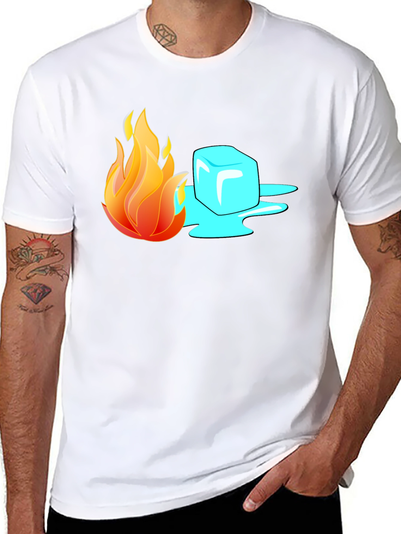 Fire and Ice Graphic T-Shirt - Cool Contrast Tee