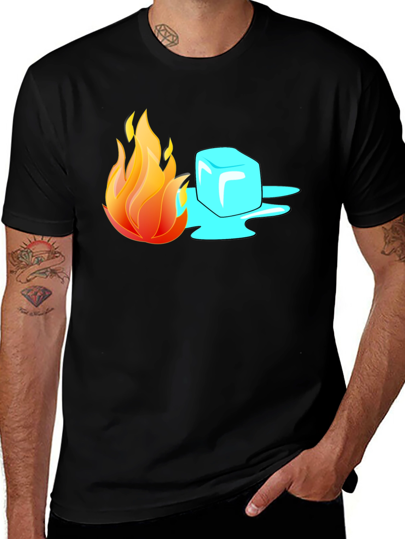 Fire and Ice Graphic T-Shirt - Cool Contrast Tee