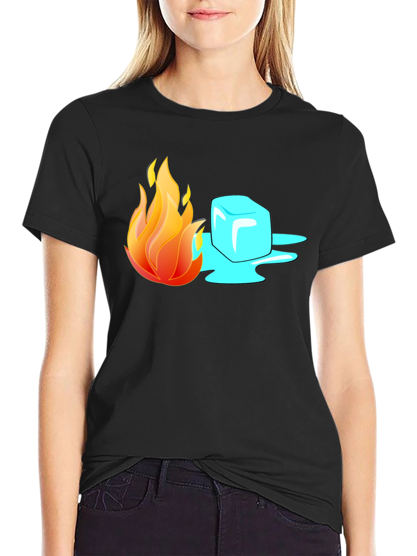 Fire and Ice Graphic T-Shirt - Cool Contrast Tee