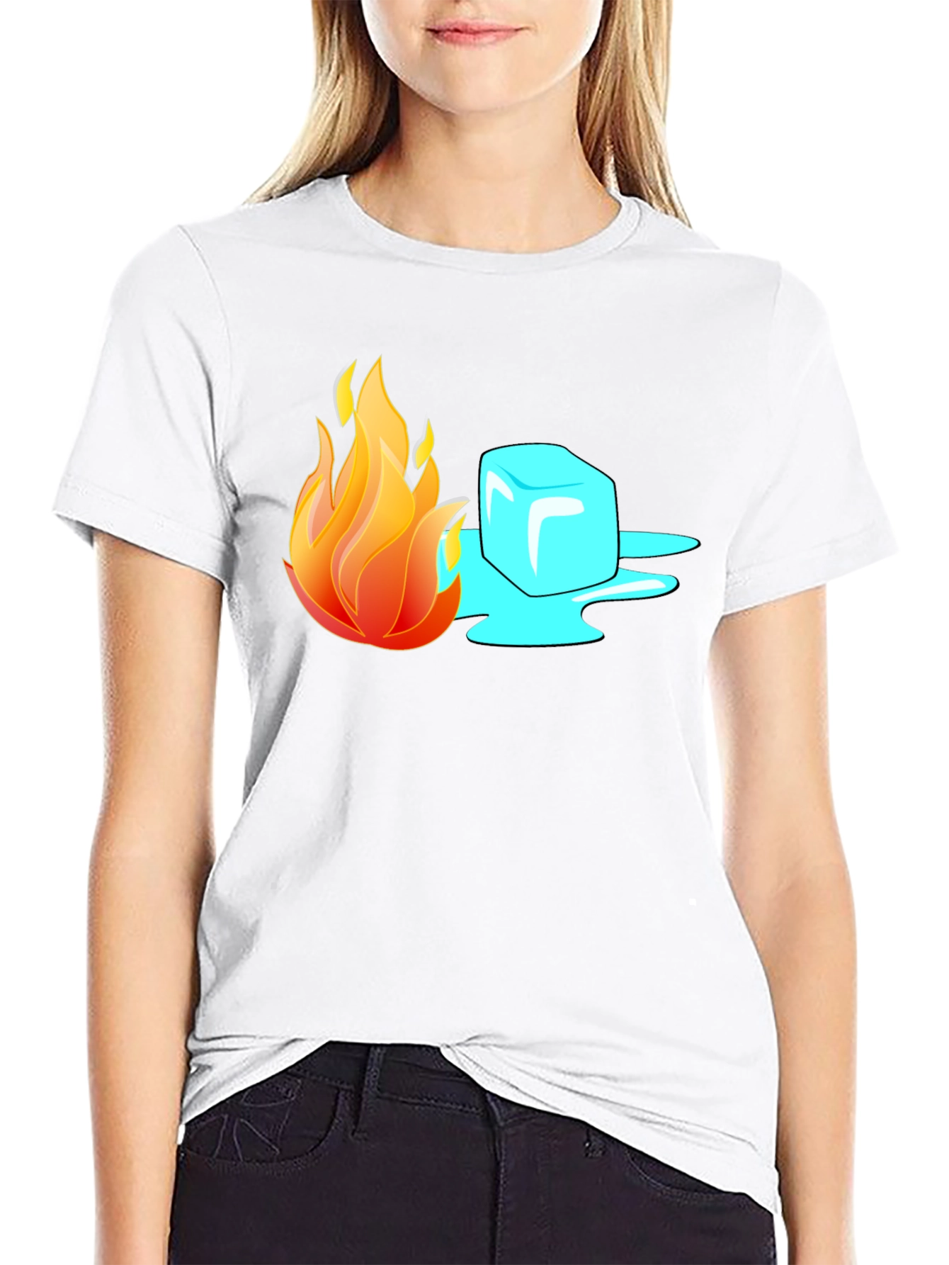 Fire and Ice Graphic T-Shirt - Cool Contrast Tee
