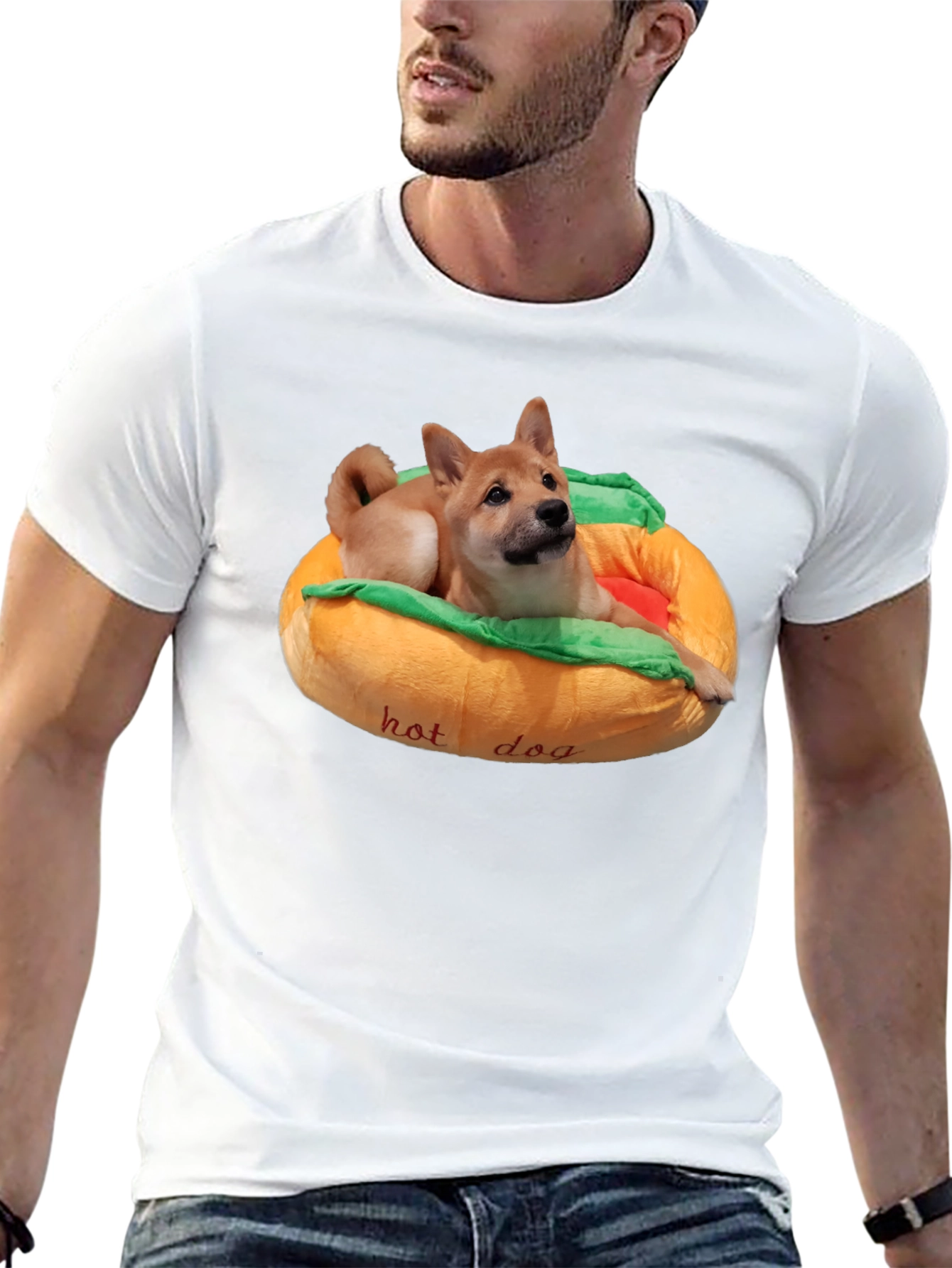 Dog in Hotdog Bed T-Shirt