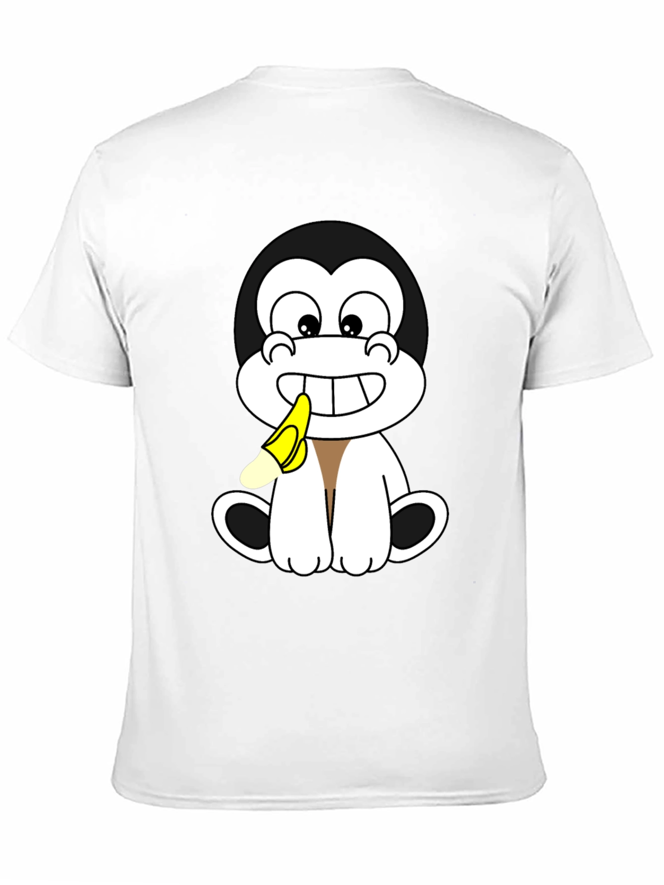 Cartoon Monkey Eating Banana Graphic T-Shirt