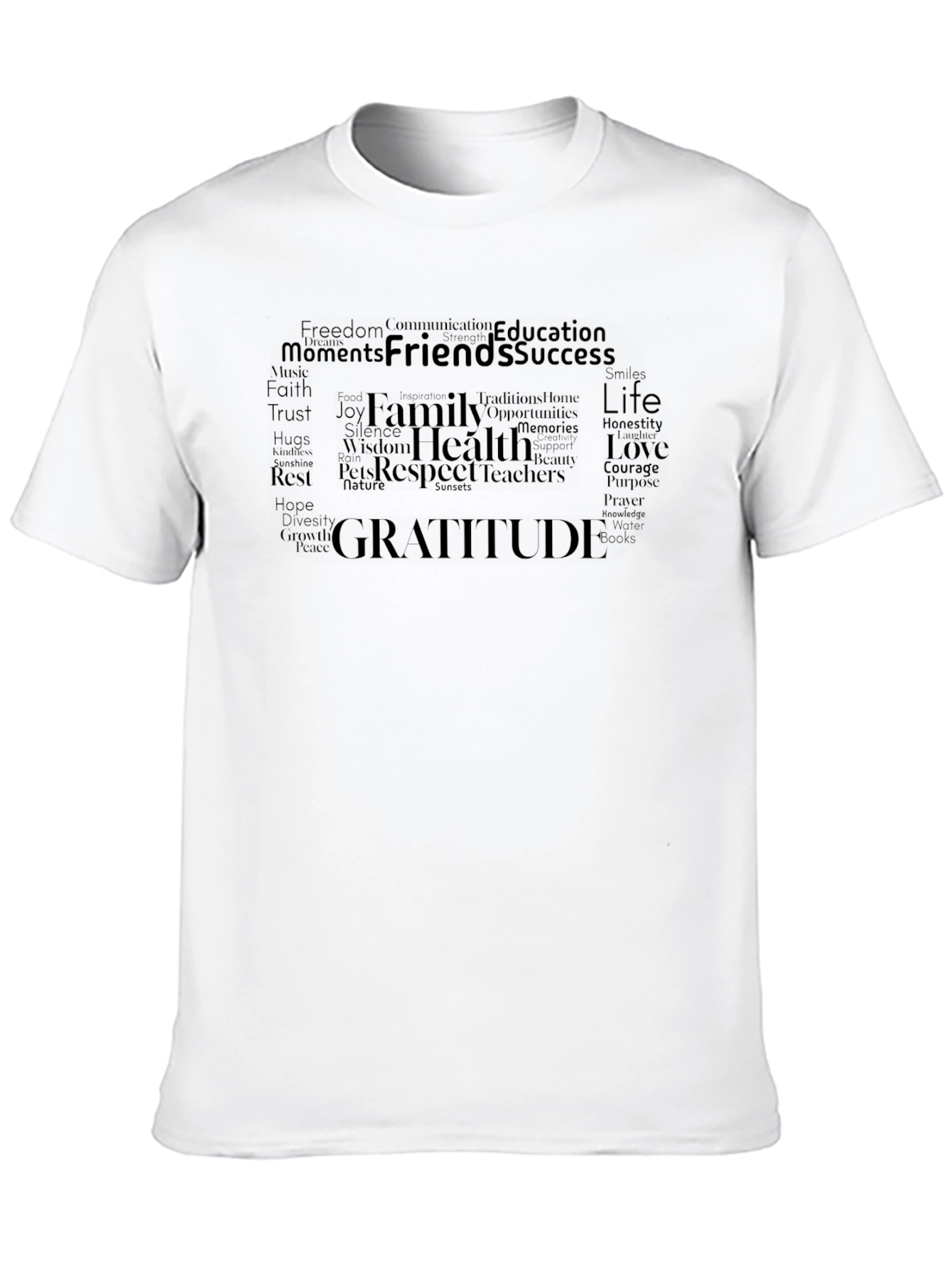 Gratitude Word Cloud Black T-Shirt
