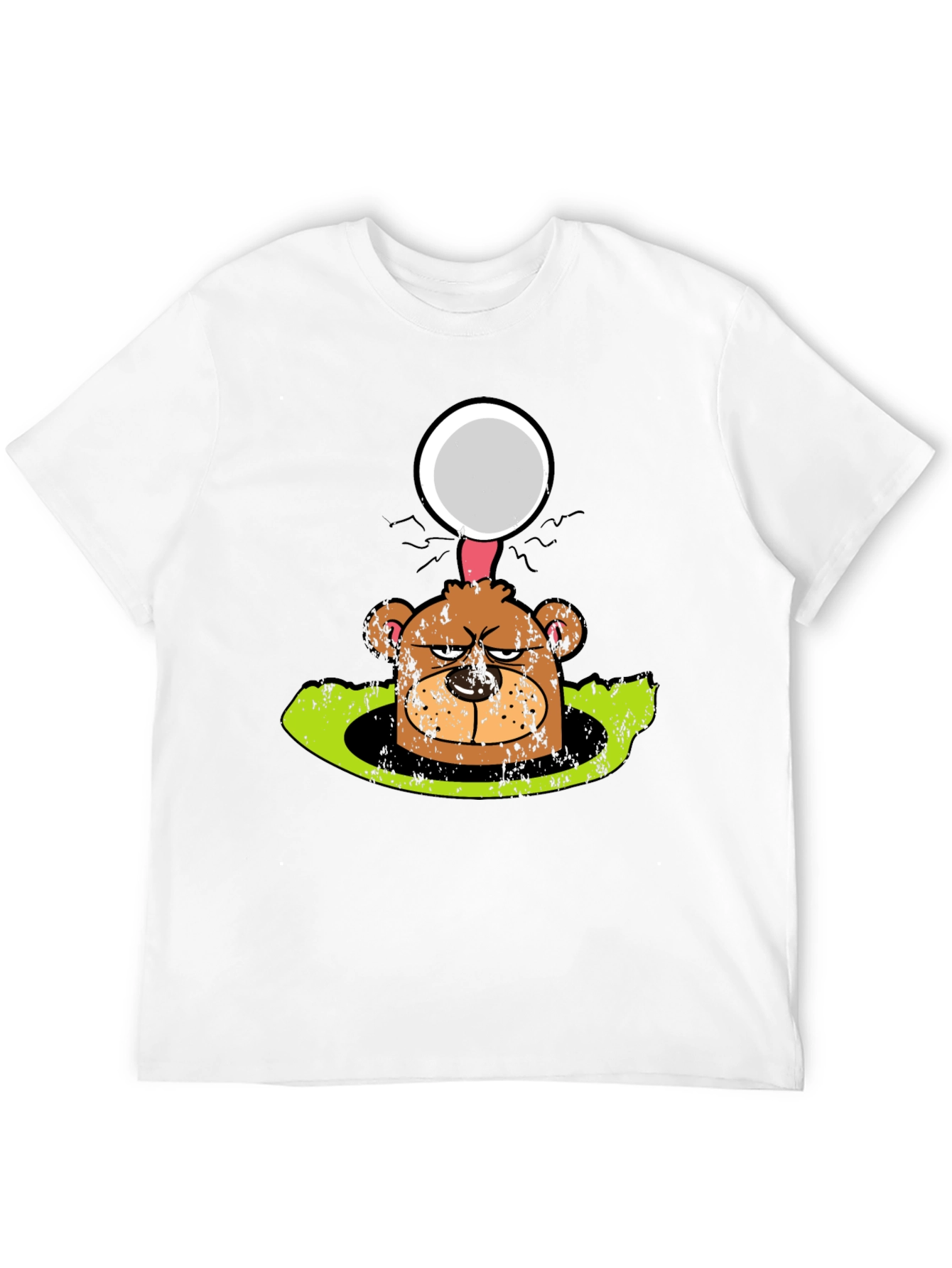 Funny Angry Bear Golf Ball Hole Black T-Shirt
