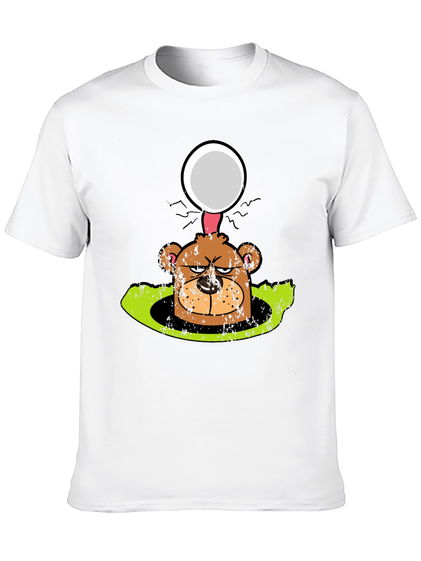 Funny Angry Bear Golf Ball Hole Black T-Shirt