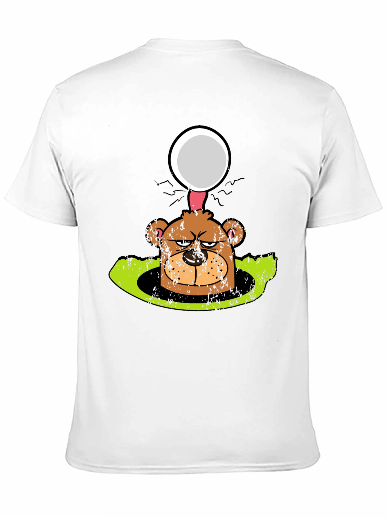 Funny Angry Bear Golf Ball Hole Black T-Shirt