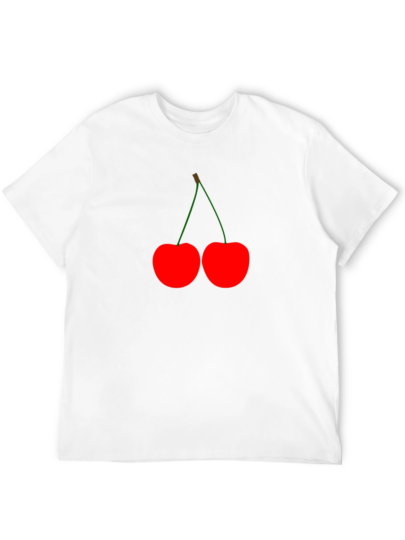 Red Cherry Graphic Print Black T-Shirt