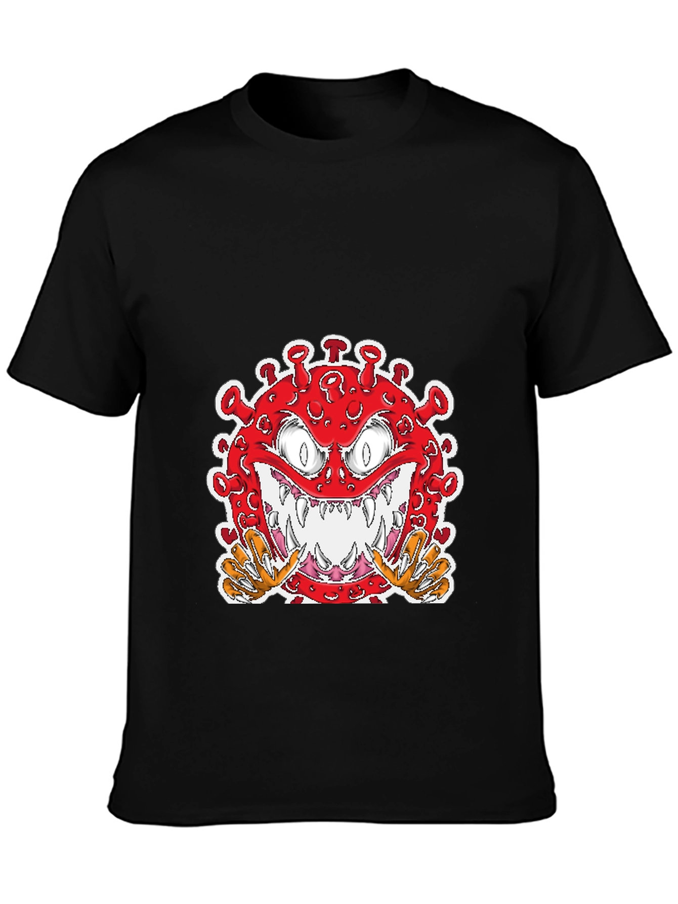 Cartoon Virus Graphic T-Shirt - Mens Black Tee