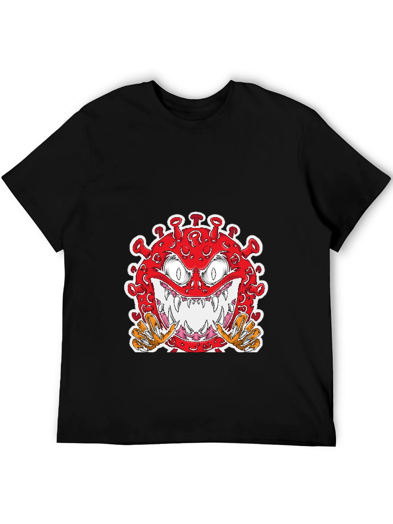 Cartoon Virus Graphic T-Shirt - Mens Black Tee