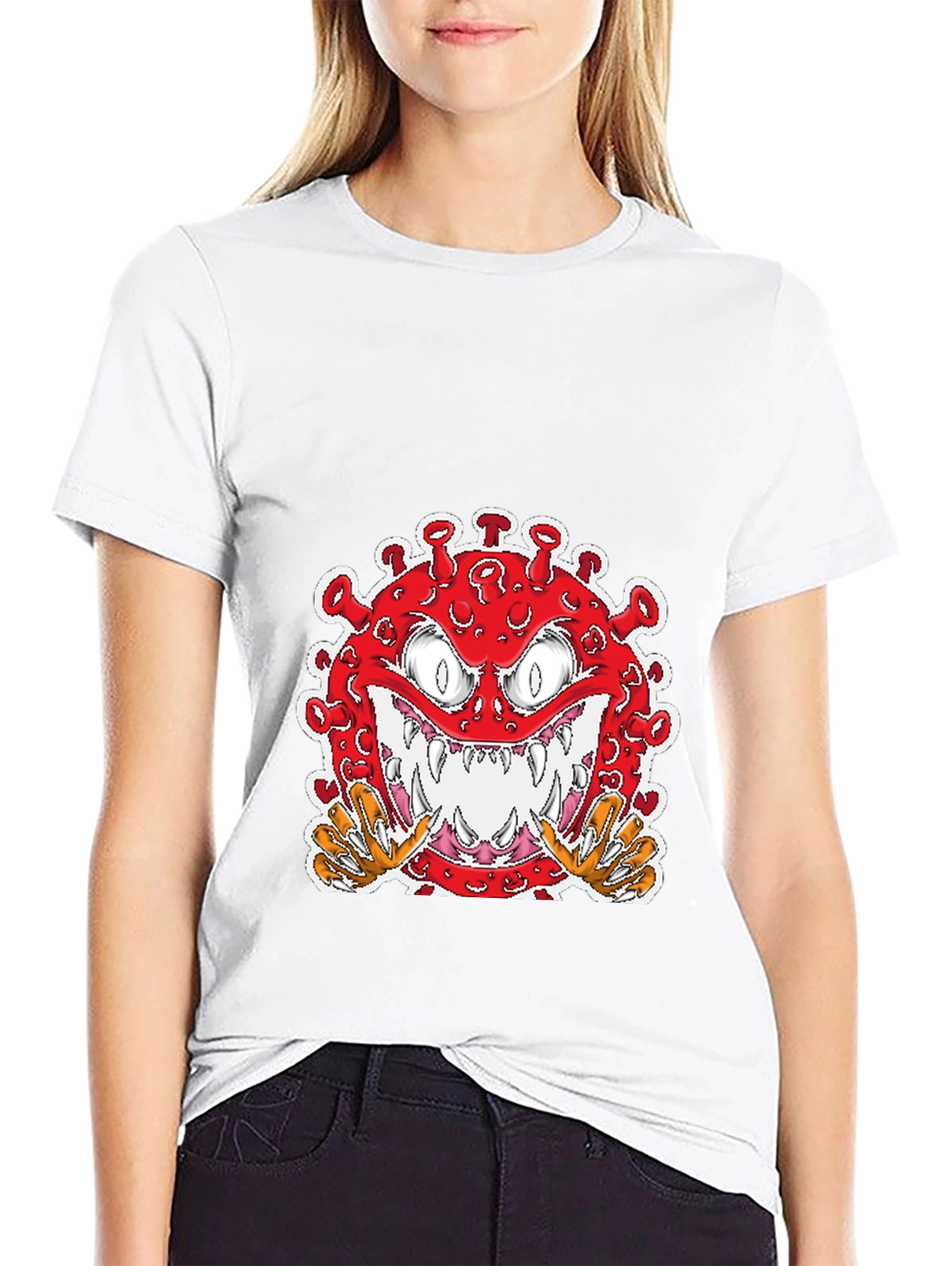 Cartoon Virus Graphic T-Shirt - Mens Black Tee