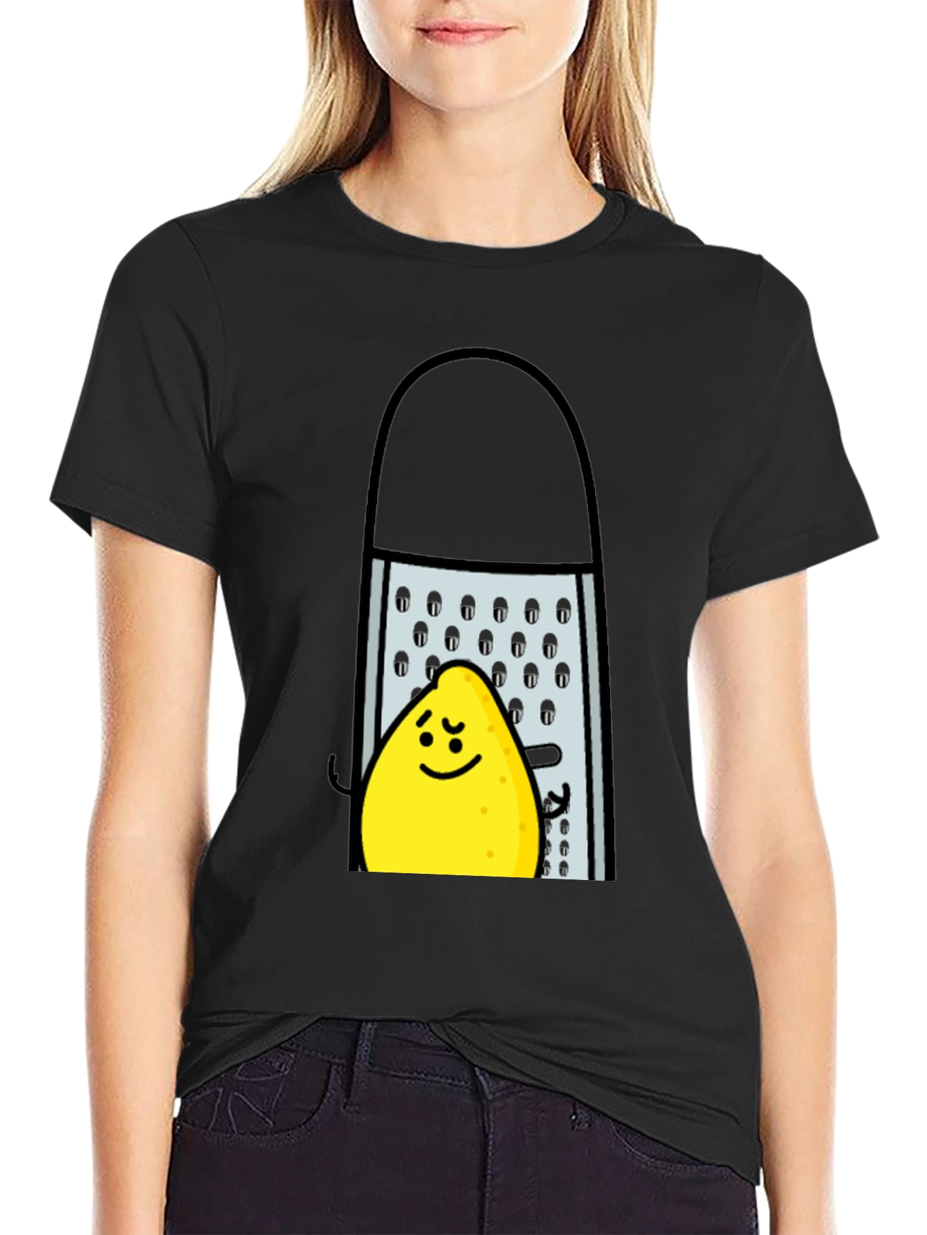 Funny Grated Lemon T-Shirt - Black Cotton Tee