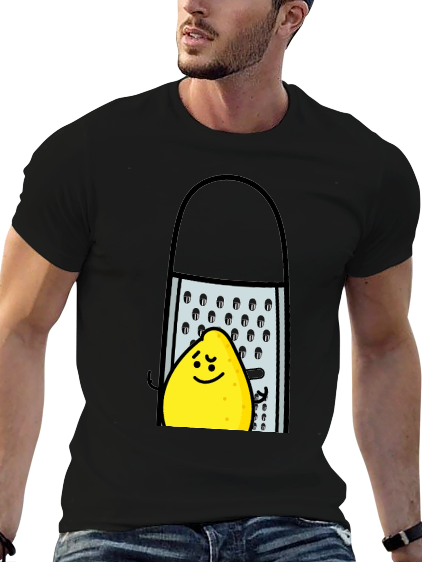 Funny Grated Lemon T-Shirt - Black Cotton Tee