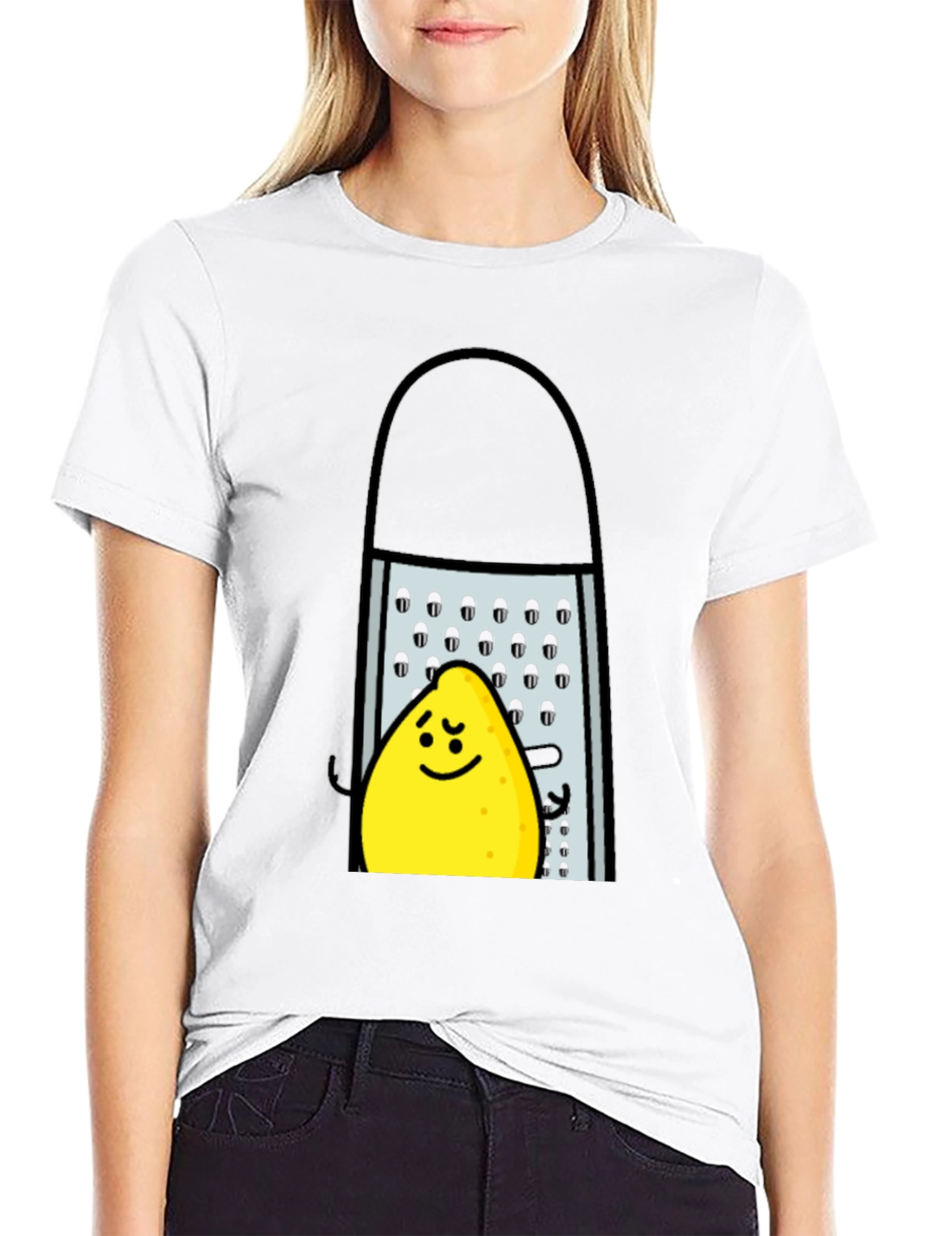 Funny Grated Lemon T-Shirt - Black Cotton Tee