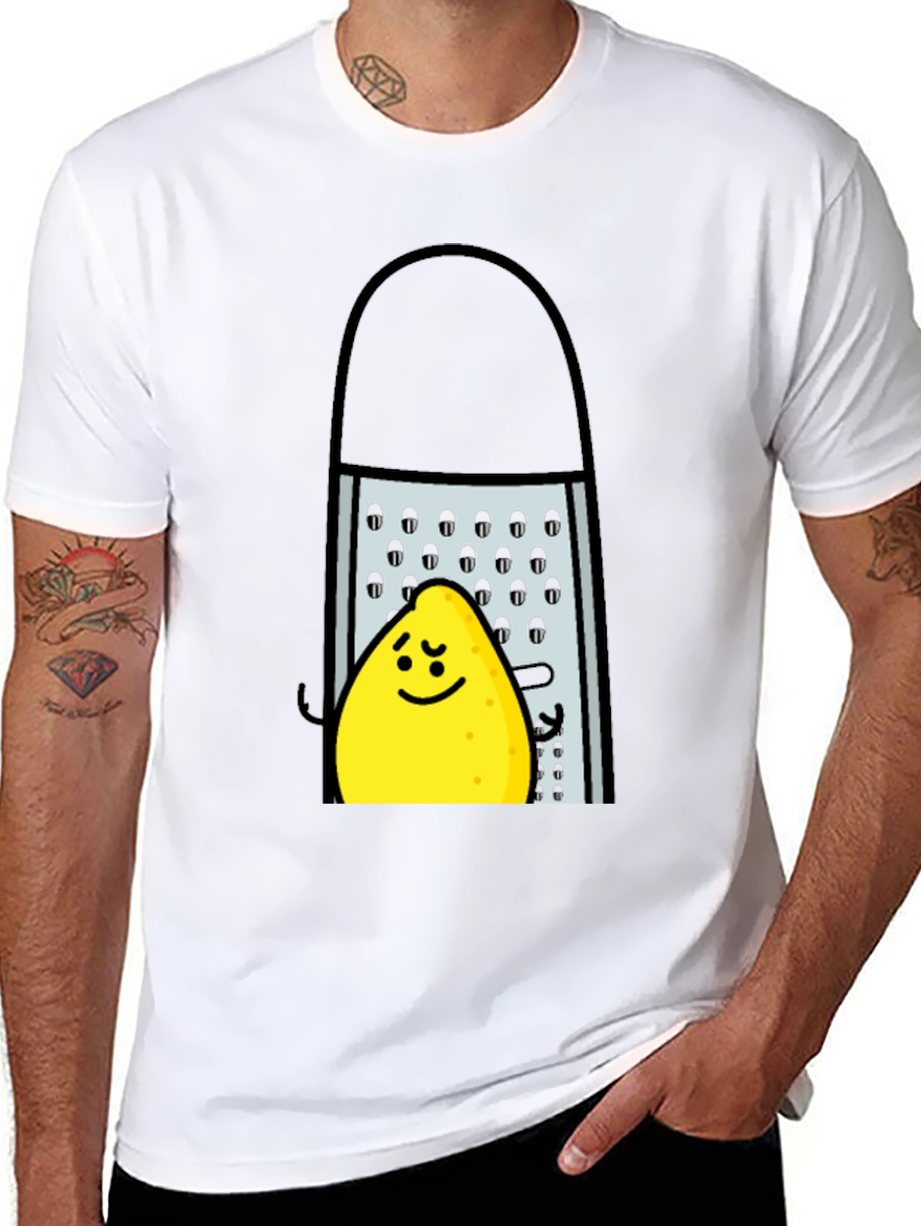 Funny Grated Lemon T-Shirt - Black Cotton Tee