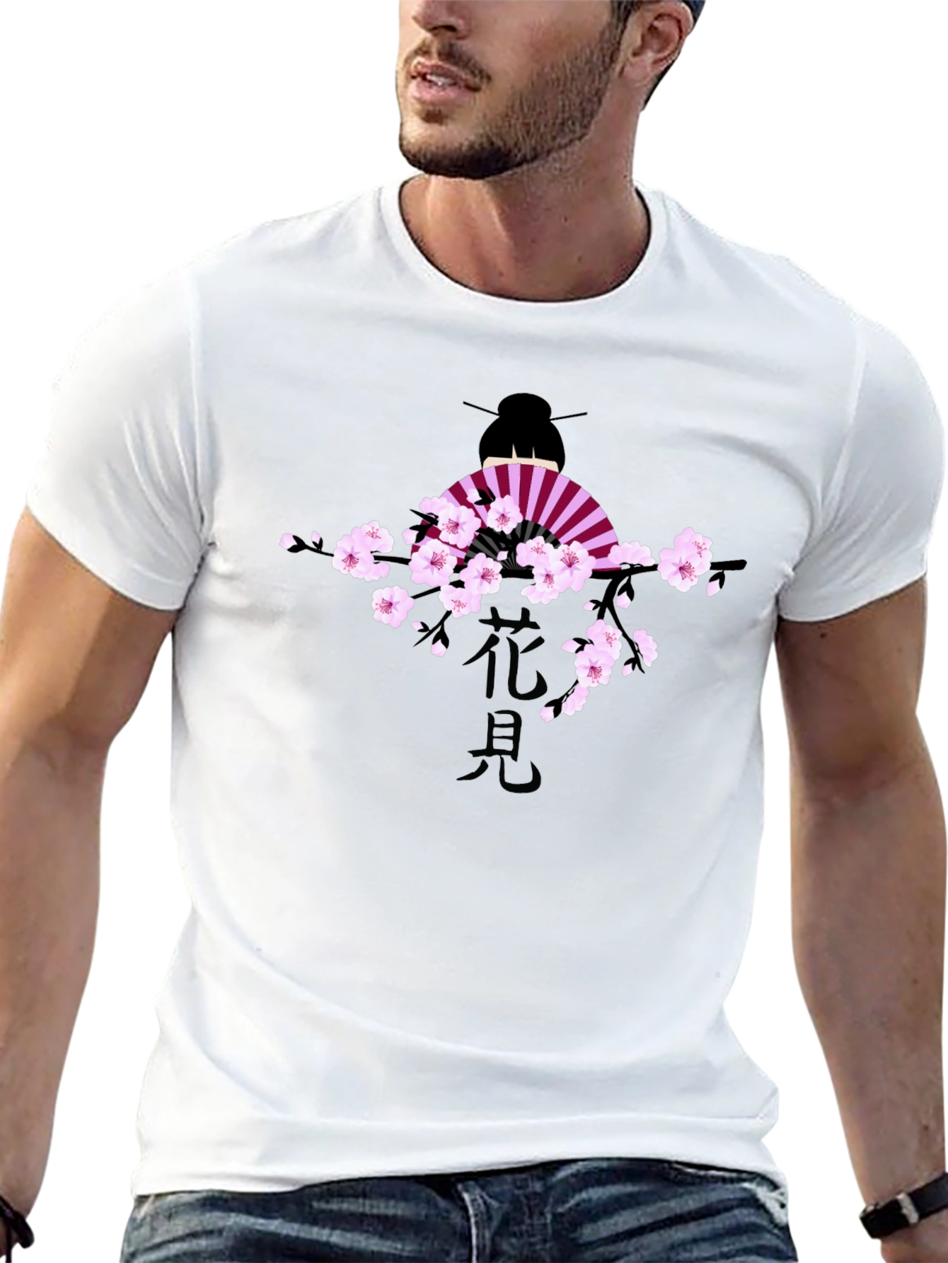 Geisha Cherry Blossom Graphic T-Shirt