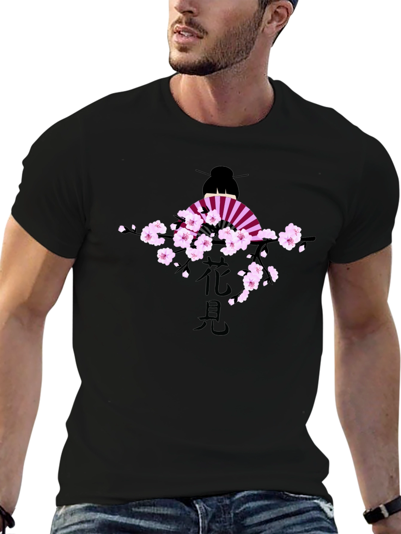 Geisha Cherry Blossom Graphic T-Shirt